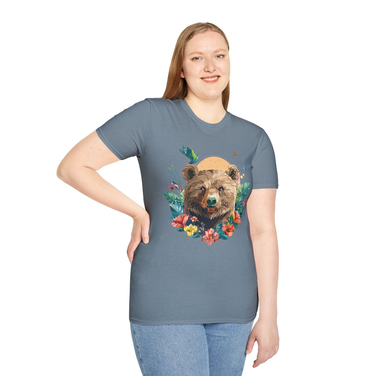 Bear T Shirt Unisex Graphic Tee Bear Lover Gift 100 Percent Ring Spun Cotton Softstyle 64000 Gildan