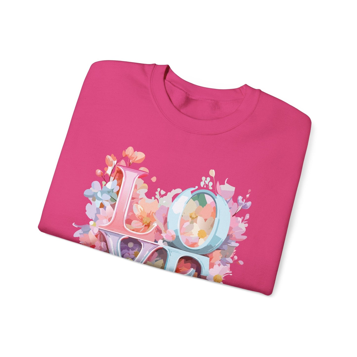 Floral Love Sweatshirt Unisex Valentines Day Crewneck Gildan 18000 50 Cotton 50 Polyester