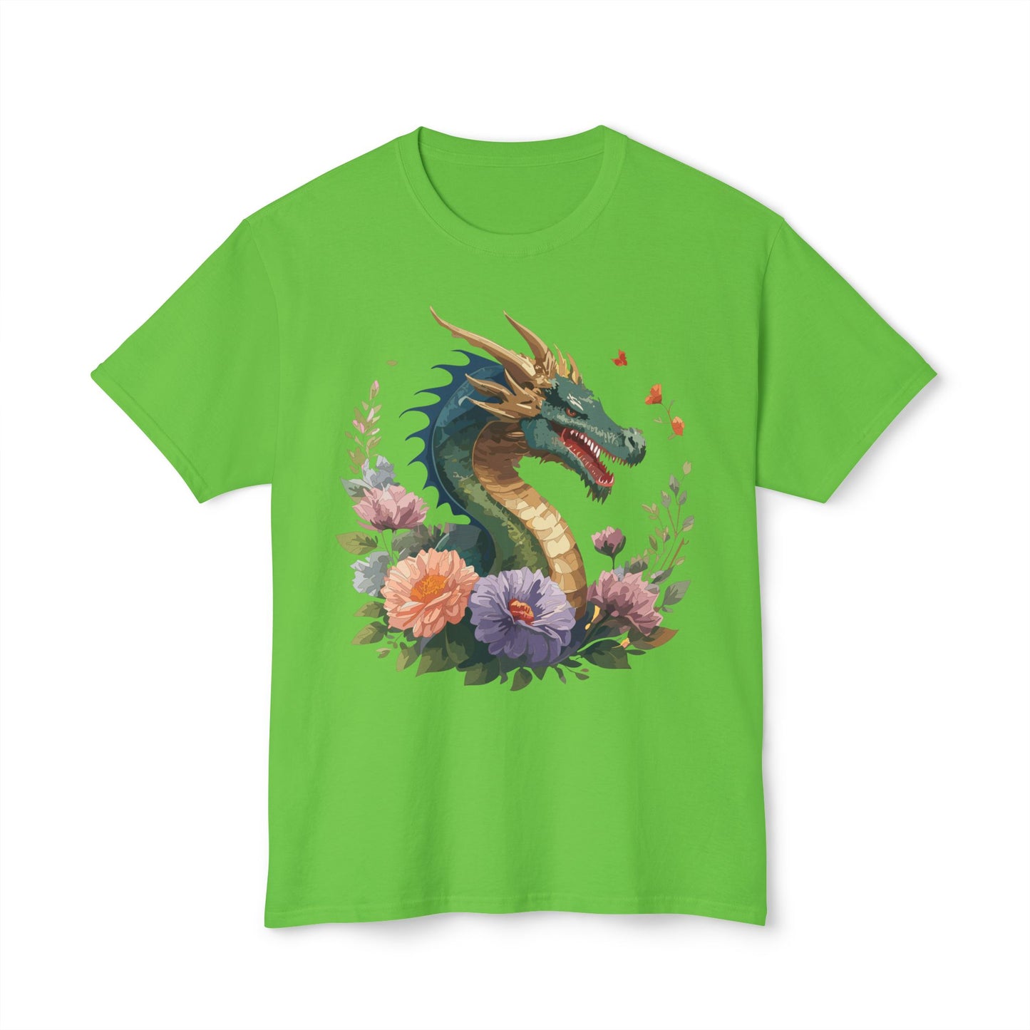Dragon T-Shirt, Vintage Dragon Tee, Floral Tees, Dragon Art Design Shirt, Tee Shirt with Dragon 4