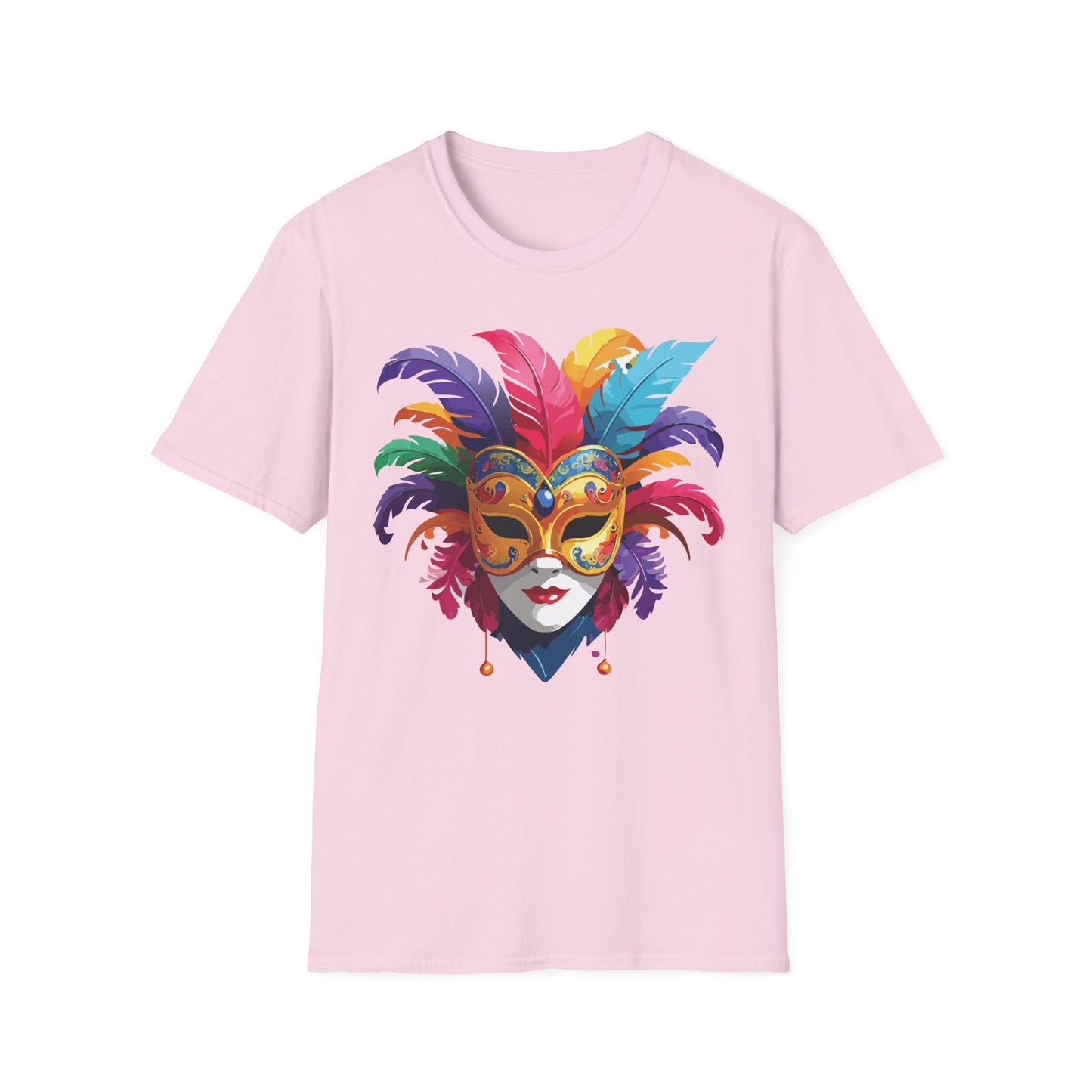Unisex Mask Tee Shirt Gildan Softstyle 64000 Lightweight Comfortable Masquerade Design Tee