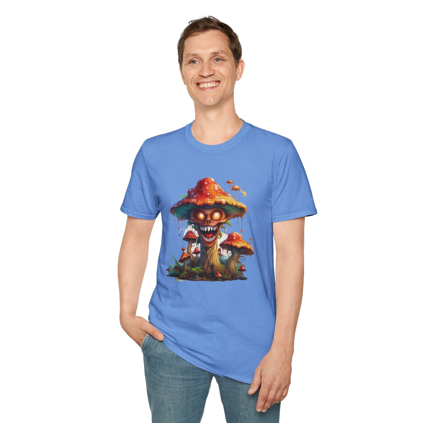 Mashroom Tee Shirt Unisex Softstyle 64000 100% Ring Spun Cotton with Funny Mushroom Artwork
