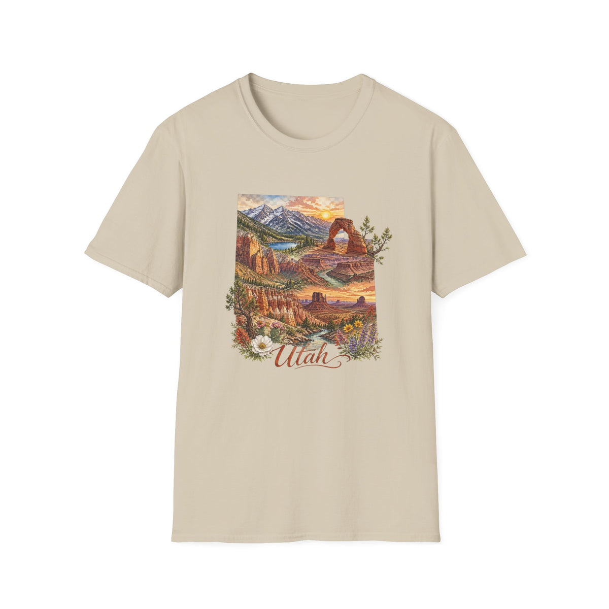 Utah Scenic T-Shirt — Vintage National Park Landscape Tee Travel Tourist Graphic Design Unisex 100 Cotton Gildan T-Shirt