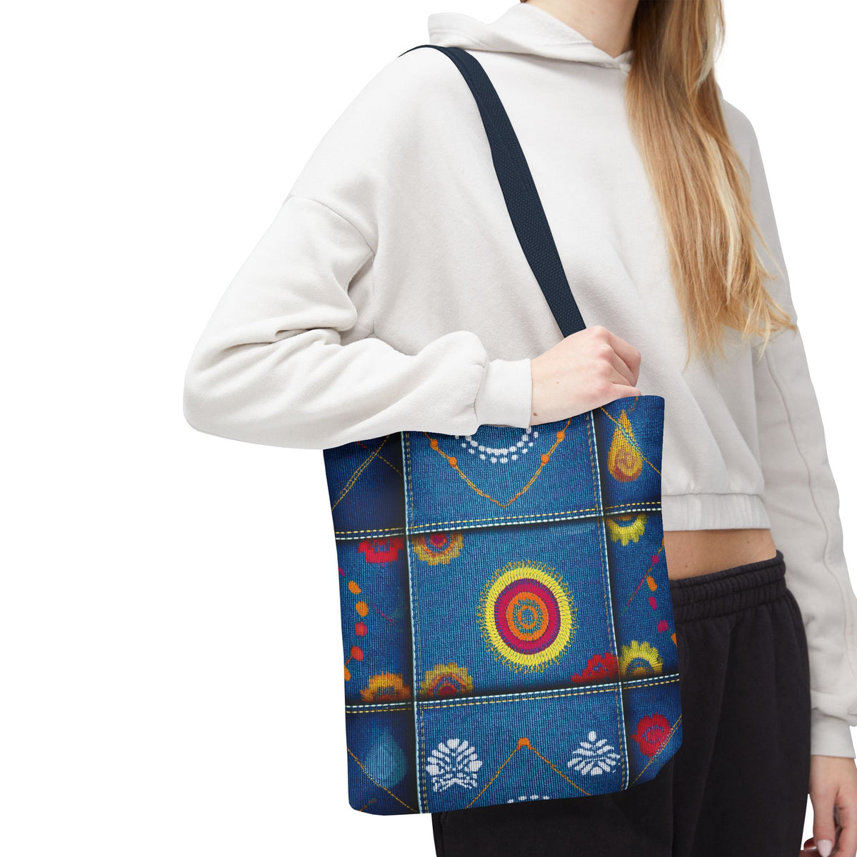Diwali Graphic Denim Fabric Imitation Print Unisex Canvas Bag Poly Spun 3 Sizes Tote Bag 205-17