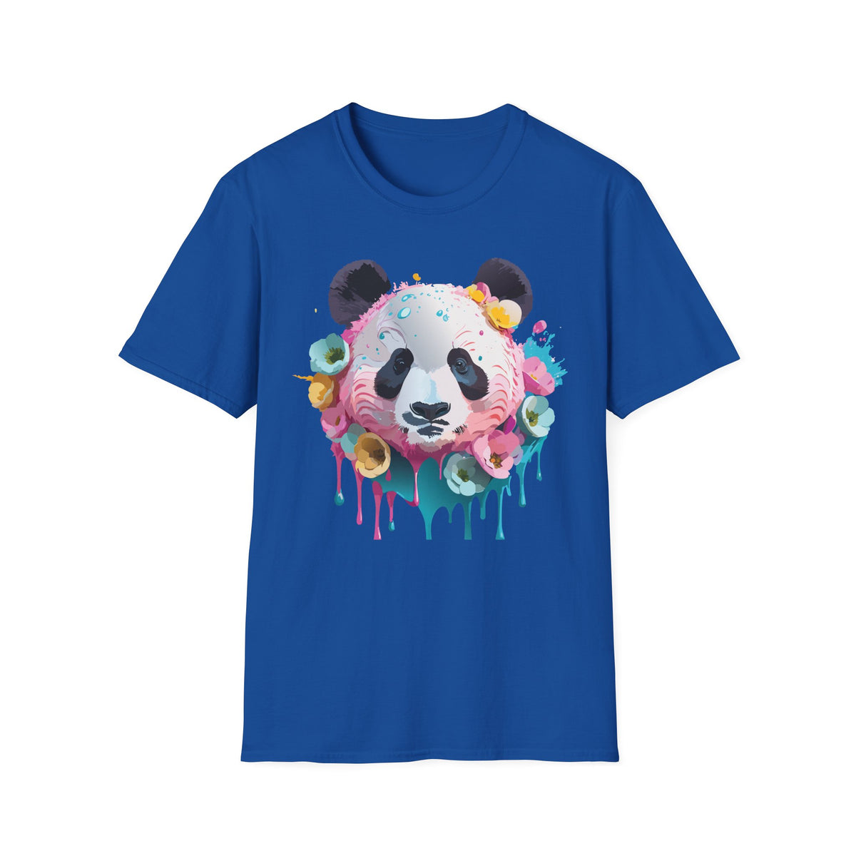 Watercolor Floral Panda T-Shirt | Colorful Drip Panda Tee