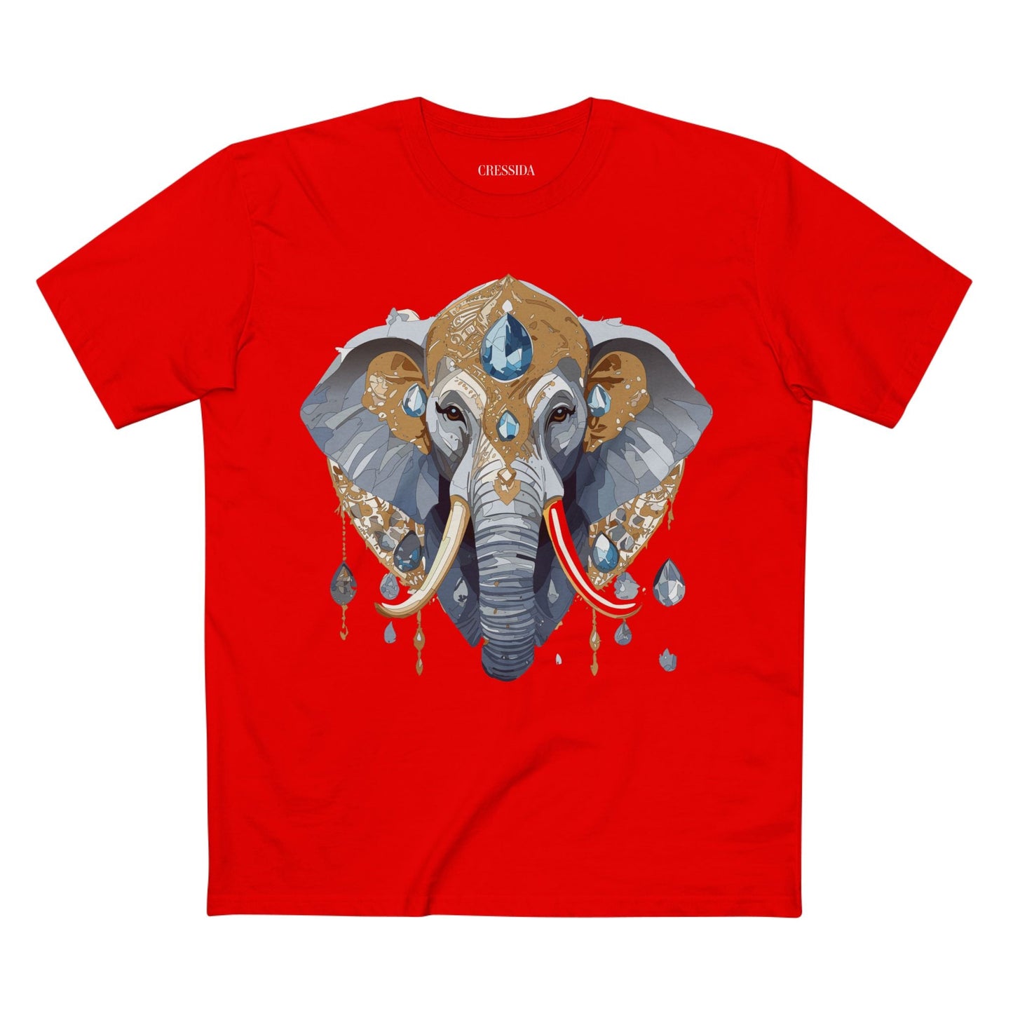 Elephant Graphic Unisex 100 Cotton Tee With Unique Animal Golden Medallion Art Design 36