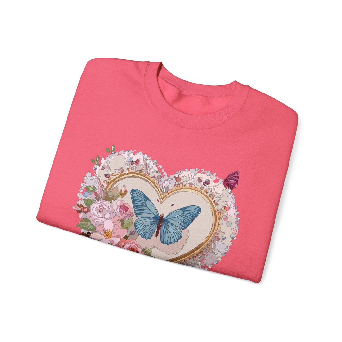 Floral Heart Unisex Crewneck Sweatshirt Valentines Floral Love Gildan 18000 Heavy Blend