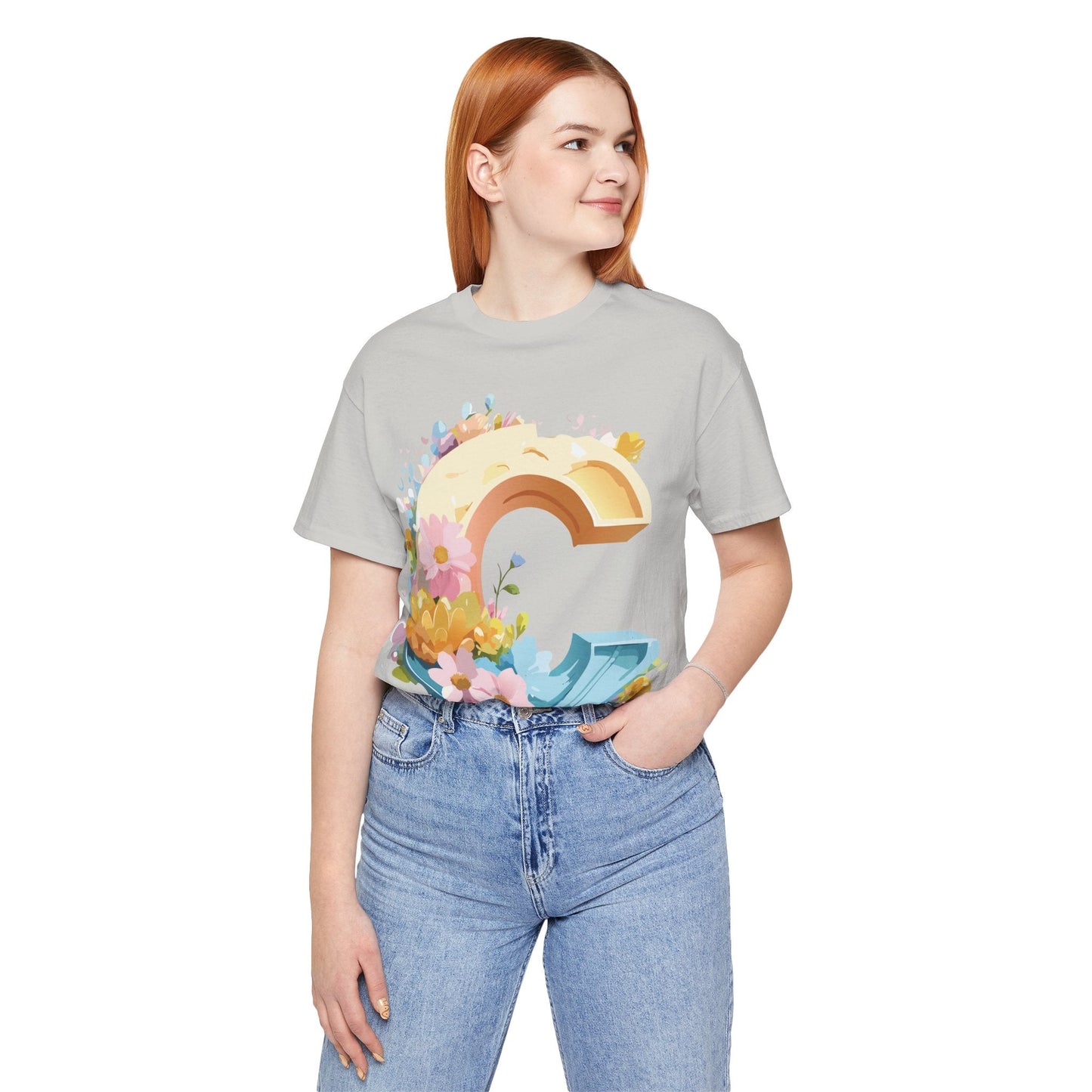 Letter C Shirt Unisex Graphic Tee By Adelpha With Vintage Inspired Artwork Design Premium Edition