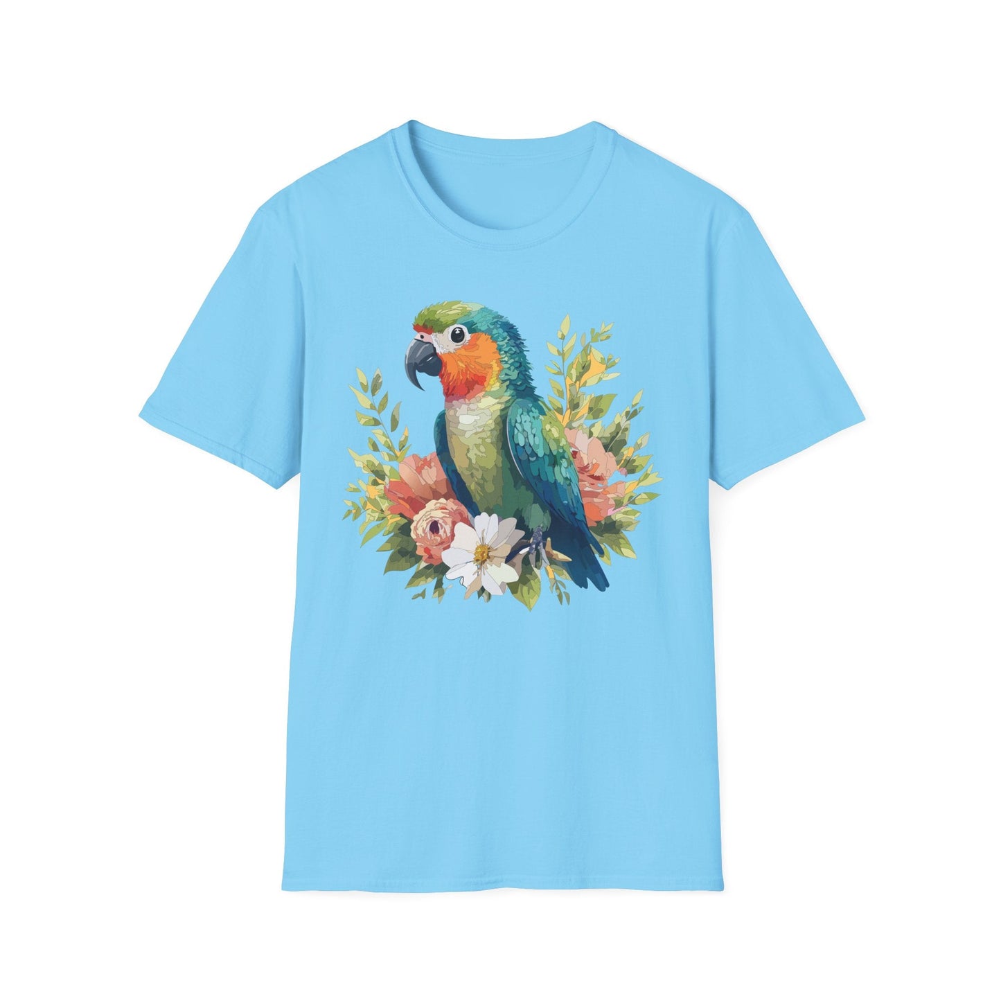 Floral Bird T Shirt Unisex Softstyle Gildan 64000 Cotton Tee for Everyday Comfort