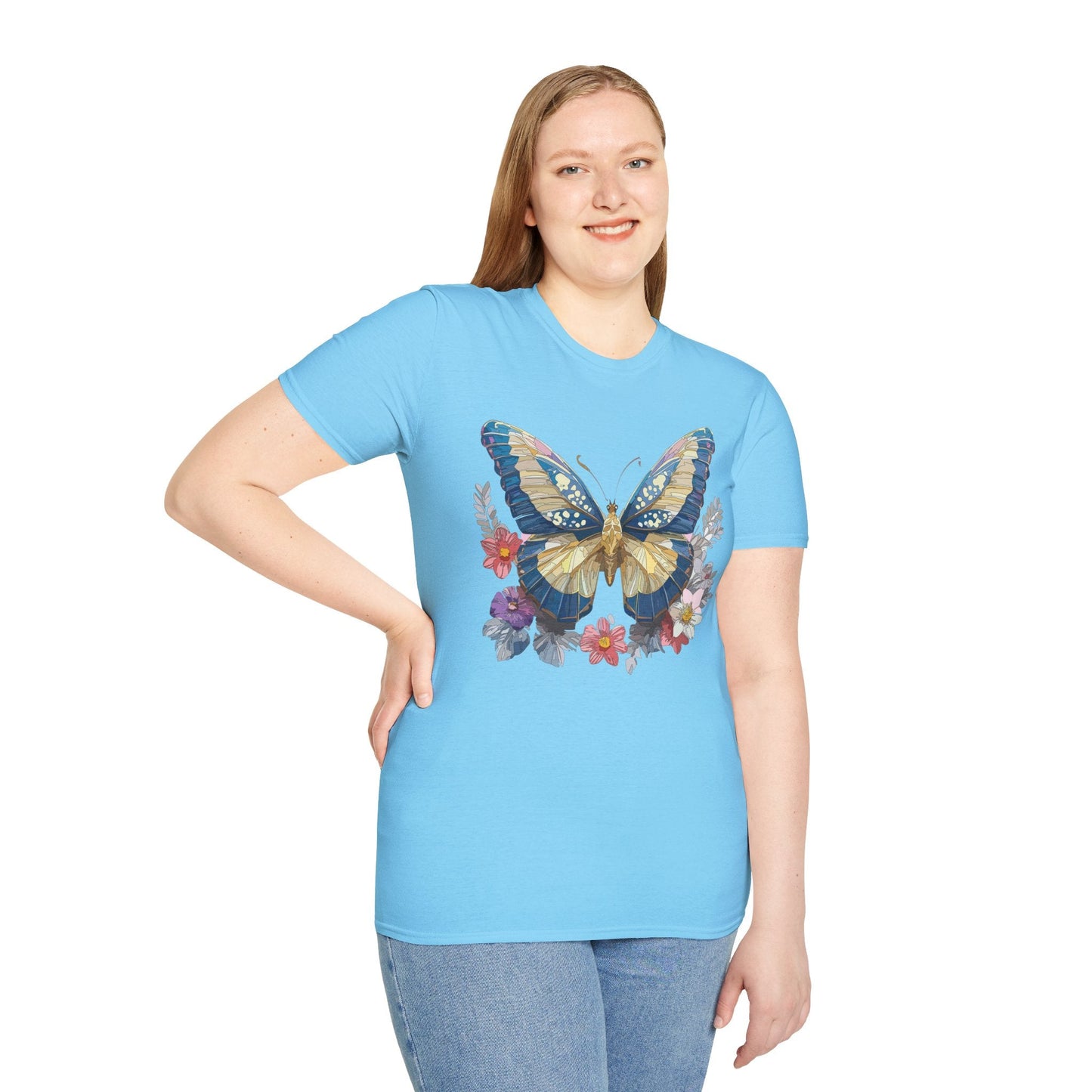 Butterfly Unisex Short Sleeve Tee Shirt Gildan Softstyle 64000 Monarch Design Graphic Tee