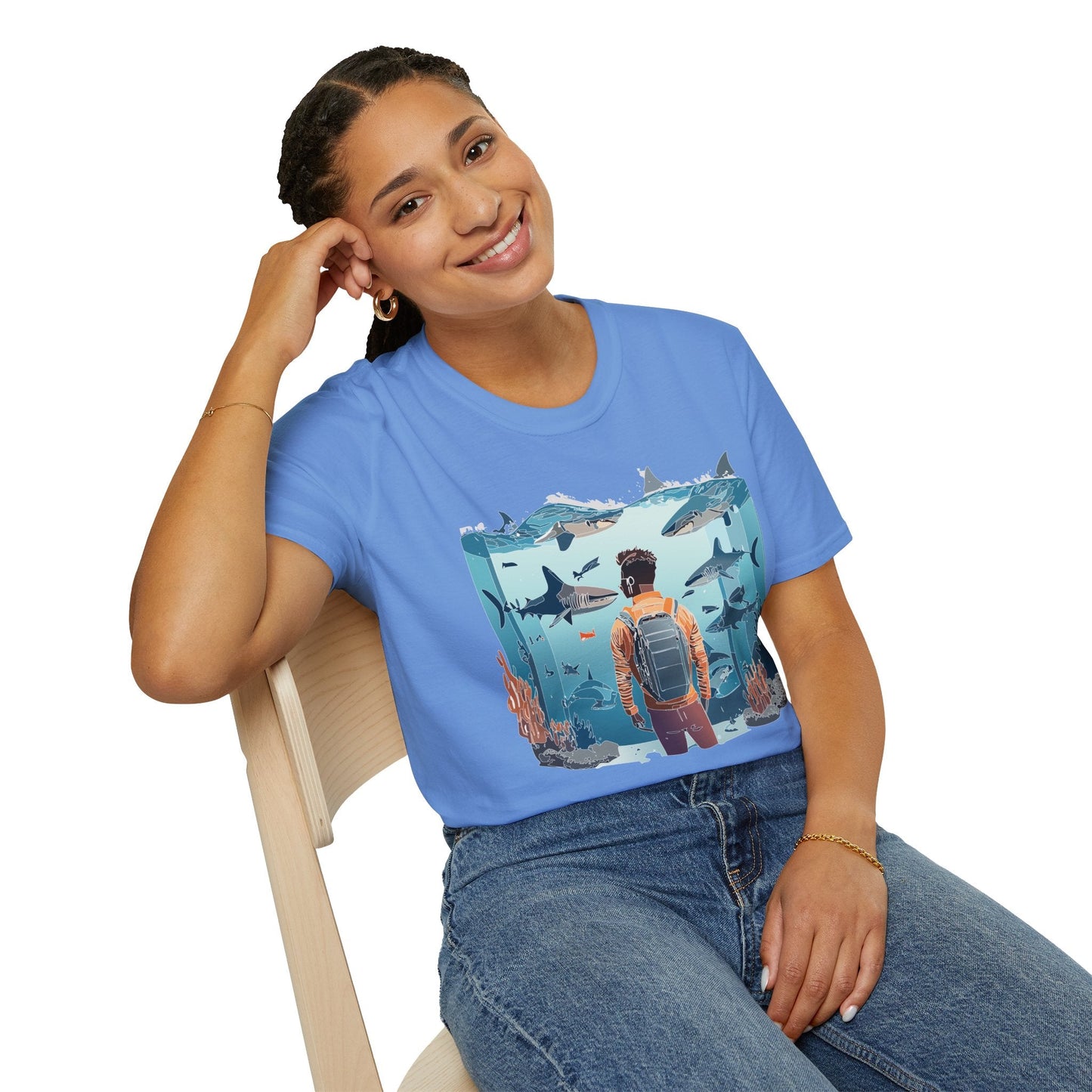 Ocean Themed Unisex Short Sleeve Tee Gildan Softstyle 64000 Ocean Inspired Art Design
