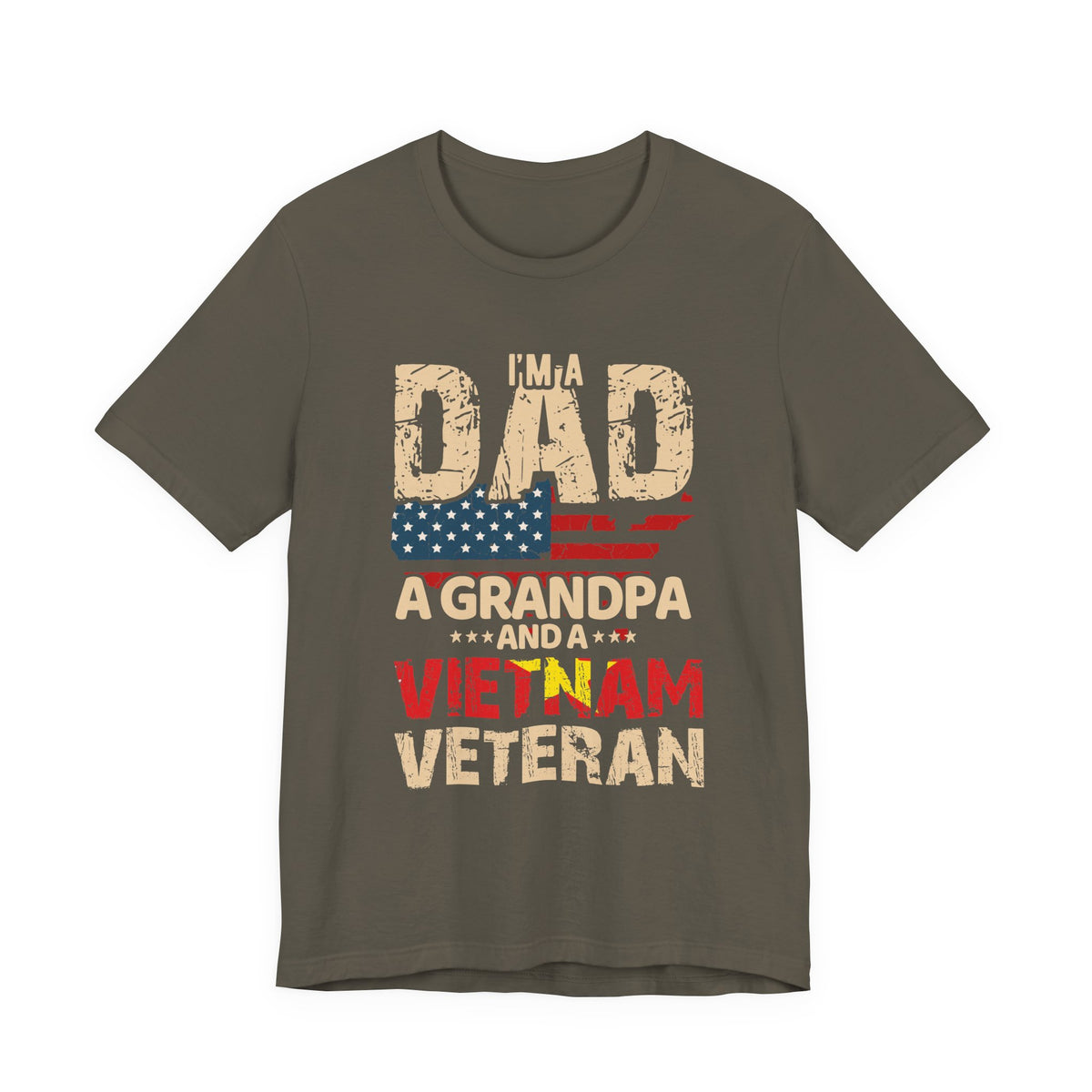 I'm a Dad a Grandpa and a Vietnam Veteran T-Shirt American Flag Patriotic Unisex Cotton Tee v3