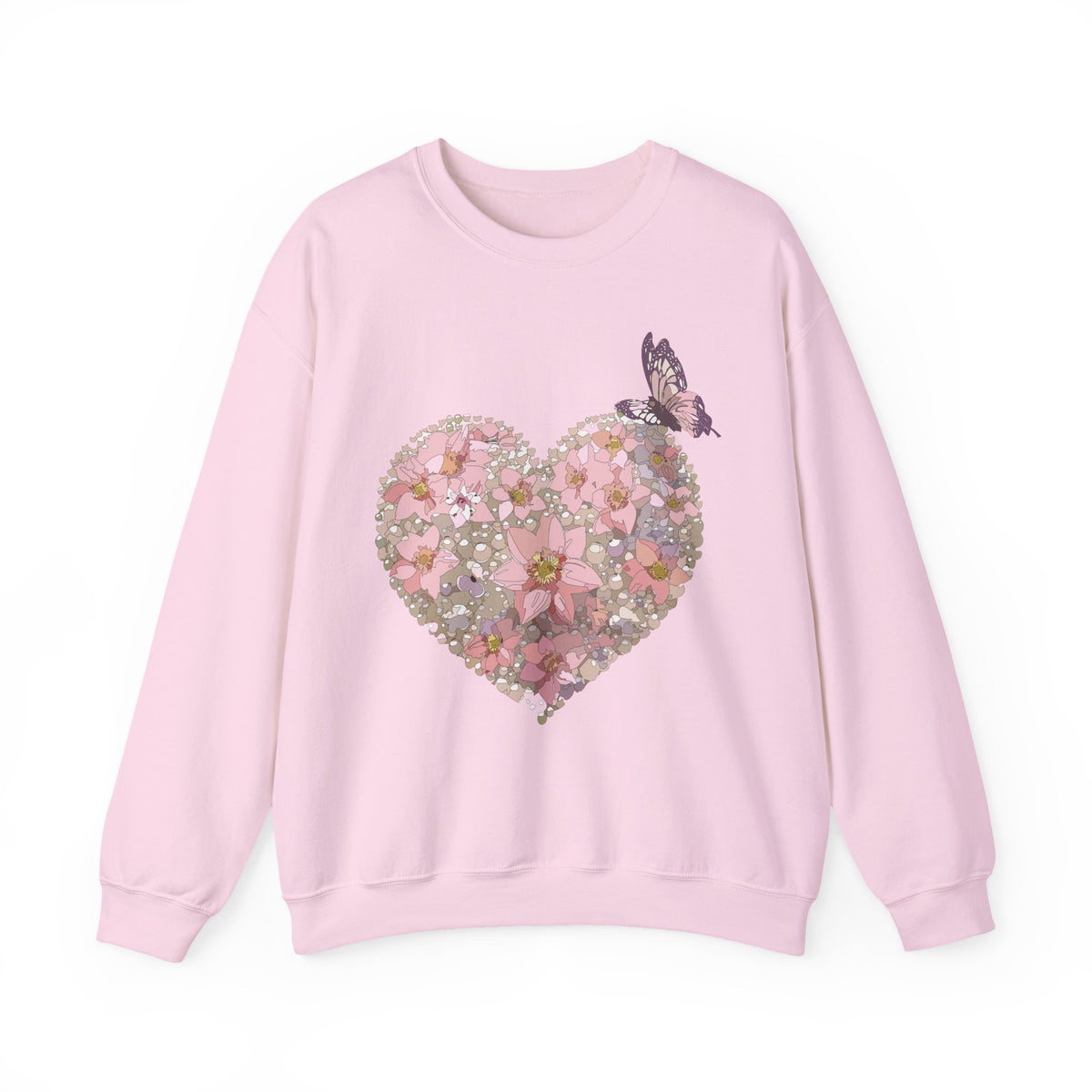 Floral Heart Love Graphic Valentine's Day Sweatshirt Unisex 50/50 Cotton-Poly Sweatshirt w29
