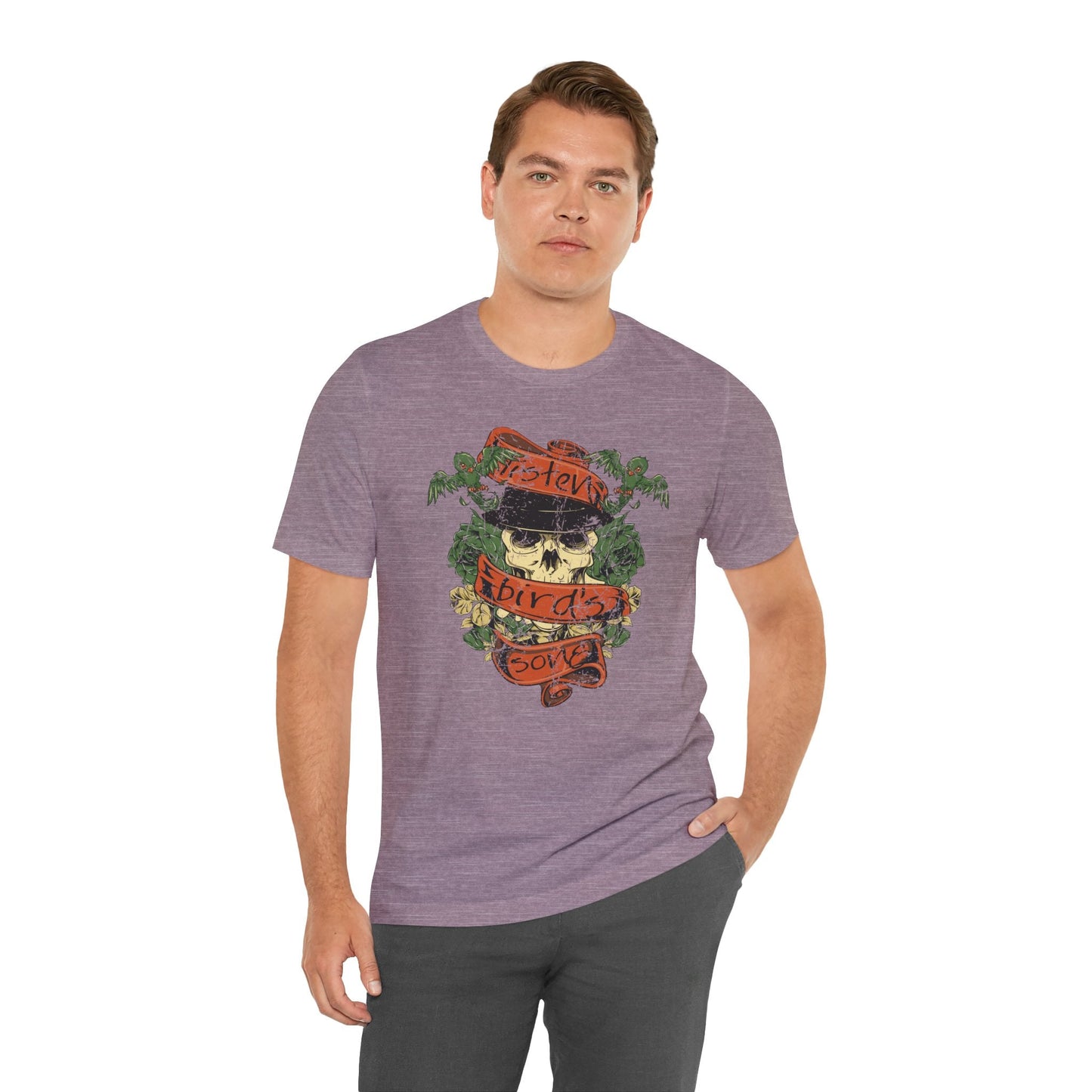 Skull Floral Tattoo Style Graphic Design Unisex Cotton T-Shirt Art-38