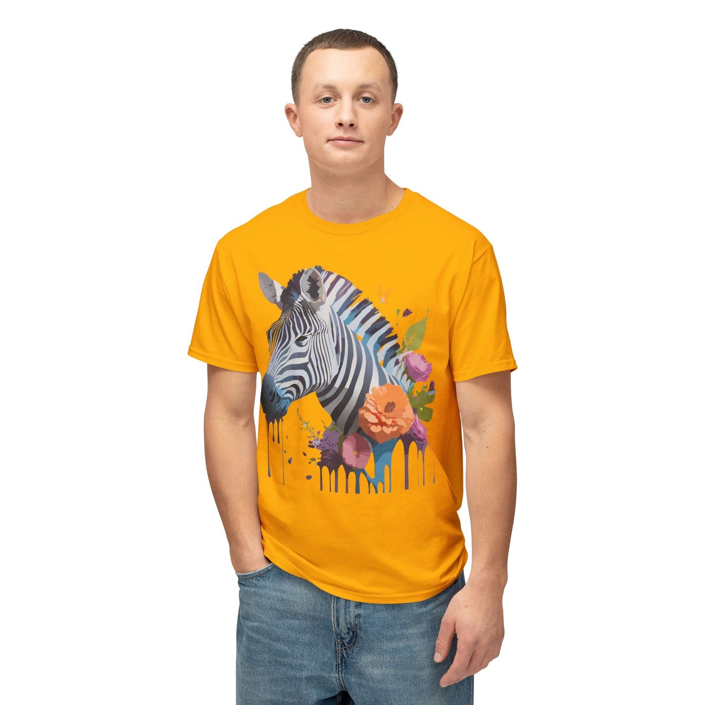 Unisex Zebra Art T Shirt With Full Color Print HD Cotton Tee Made In USA For Everyday Style