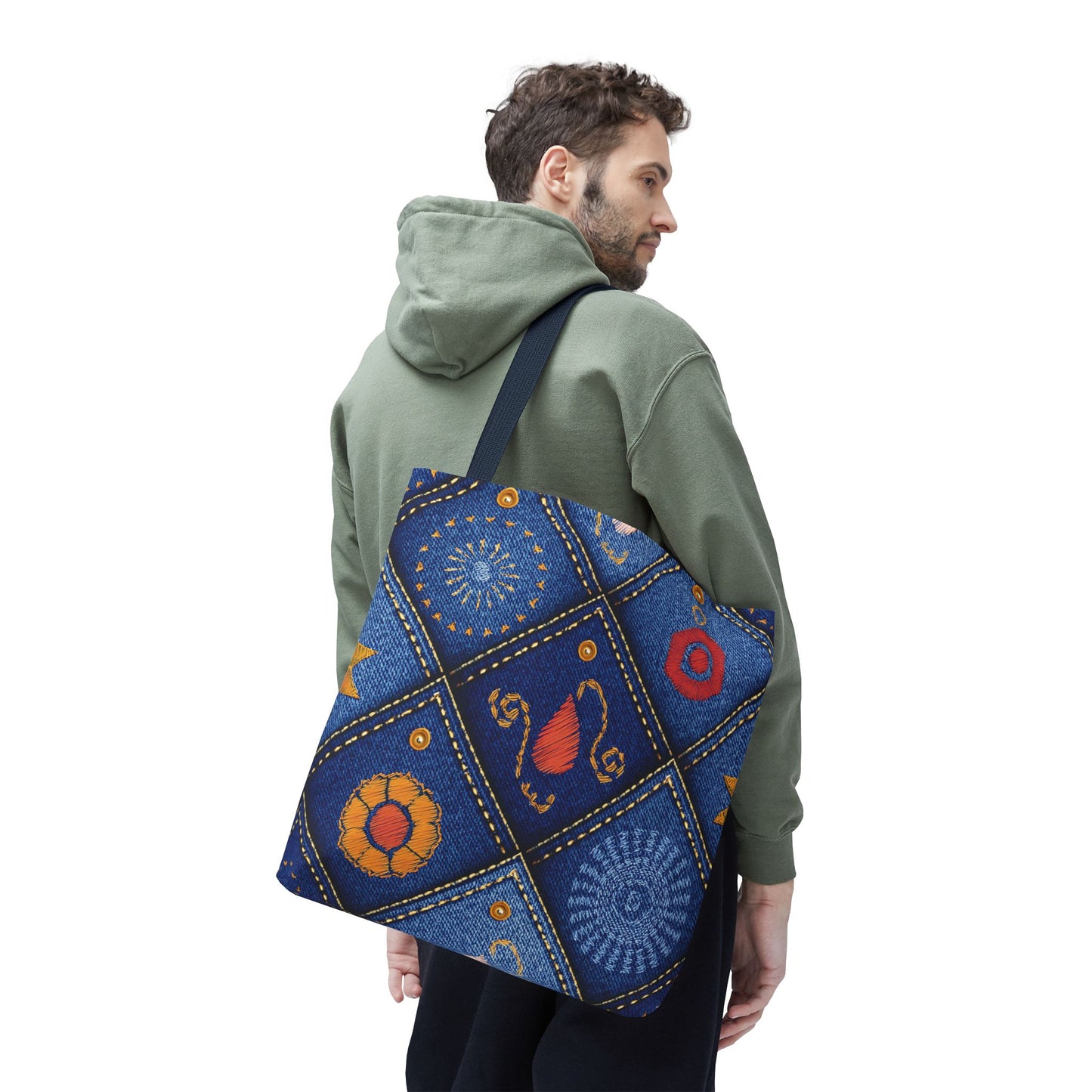 Diwali Graphic Denim Fabric Imitation Print Unisex Canvas Bag Poly Spun 3 Sizes Tote Bag 205-4