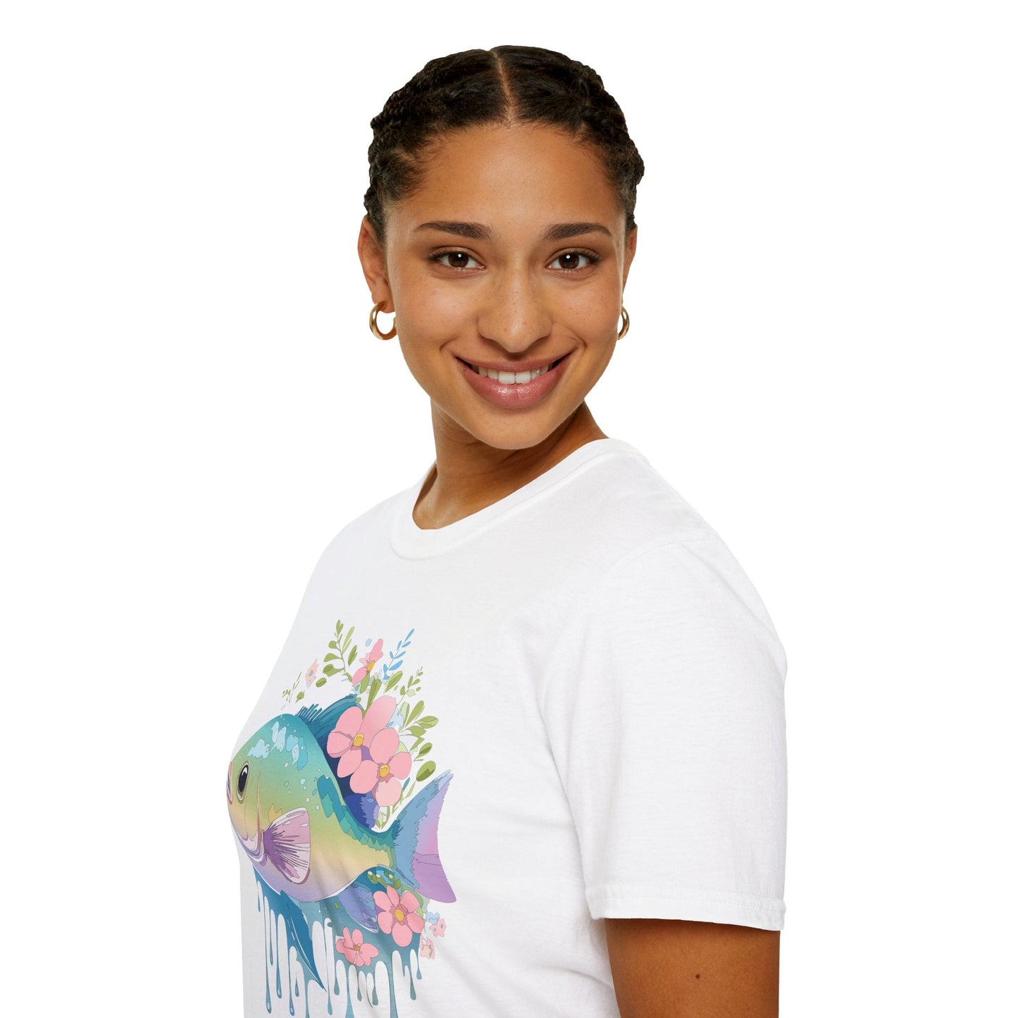 Fish Art Graphic Tee Unisex Gildan Softstyle 64000 100 Percent Ring Spun Cotton Comfortable Tee
