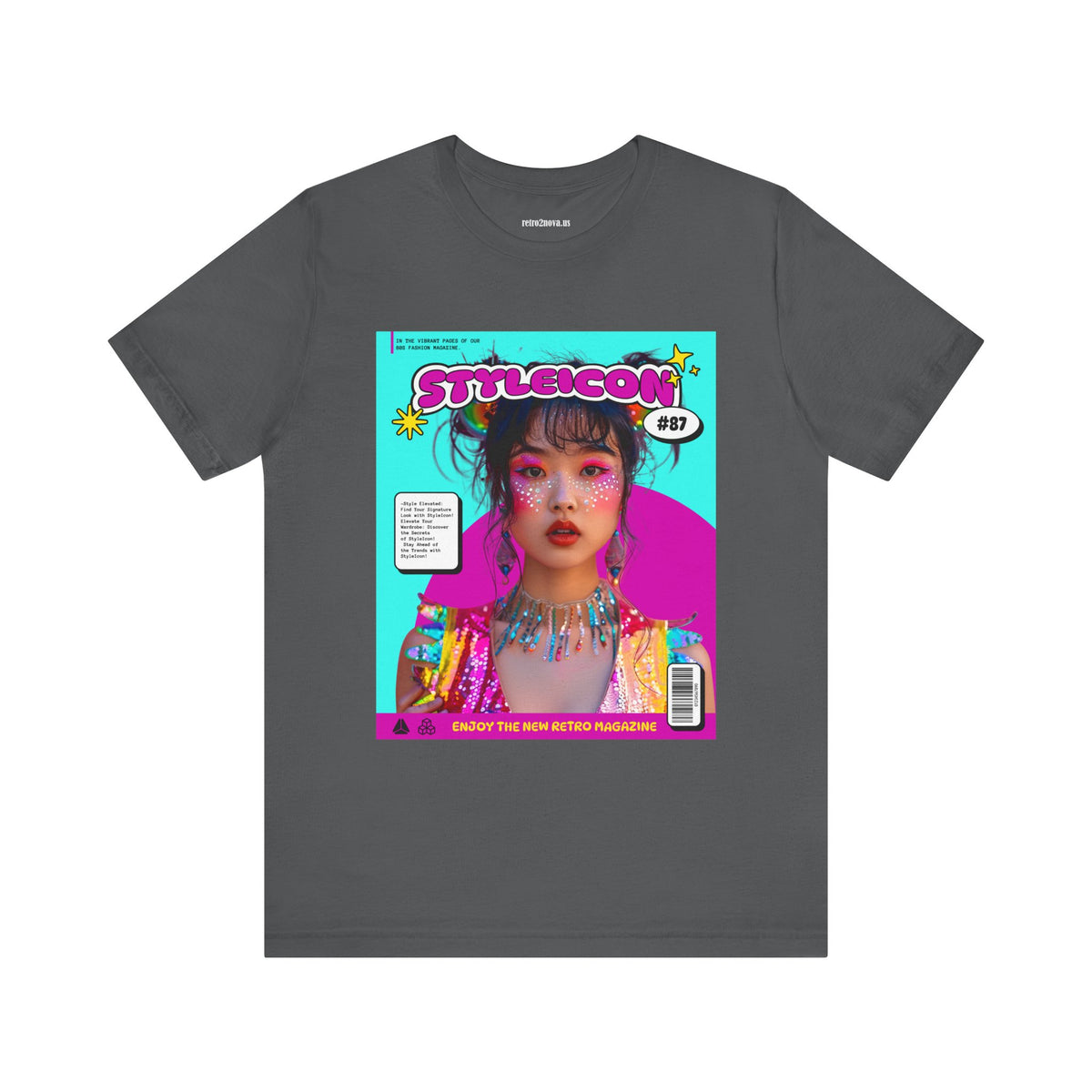 Magazine Cover Graphic Unisex Cotton Bella+Canvas Tee with Retro Poster ab32