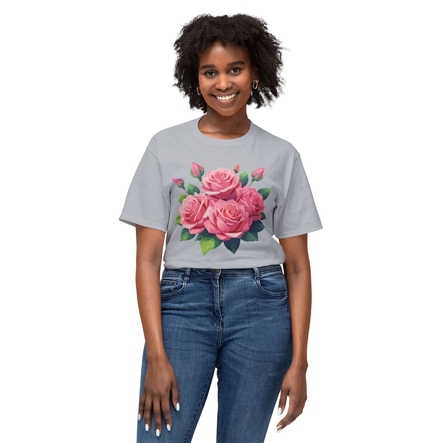 Unisex Floral T Shirt With Vintage Flowers Art Print Cotton Tee USA Made Premium Comfort