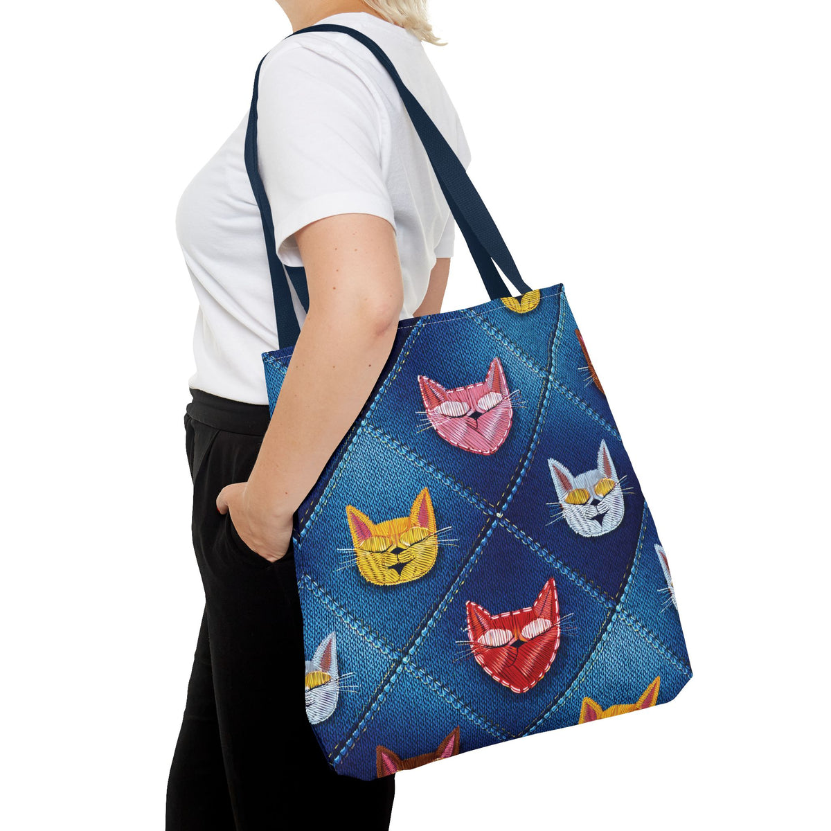 Love Day Graphic Design Denim Fabric Imitation Print Unisex Canvas Bag POLY 3 Sizes Tote Bag 201-21