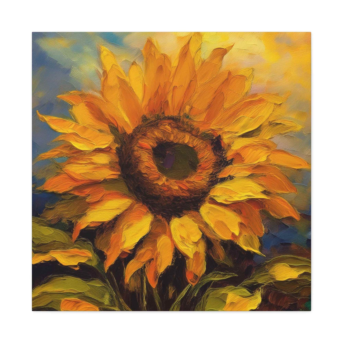 Sunflower Print Canvas, Flower Oil Paint Print 20x20, 24x24, 30x30, 32x32, 36x36, Floral Art Design Print Non-Frame MC-26