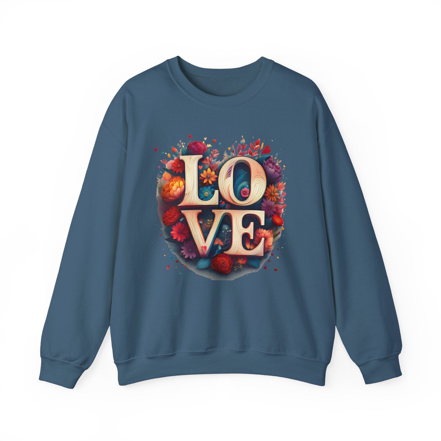 Floral Love Sweatshirt Unisex Valentines Day Gift Love Flower Crewneck Sweatshirt