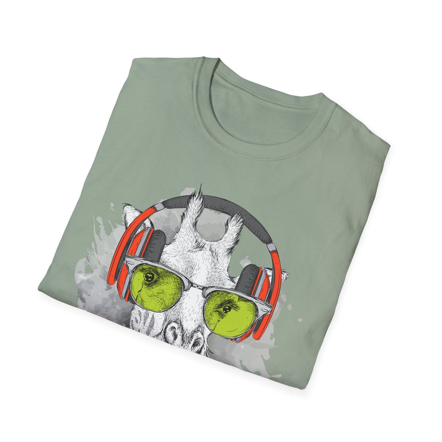 I Love Music Animals Shirt With Headphones Unisex Gildan Softstyle 100 Percent Ring Spun Cotton Tee