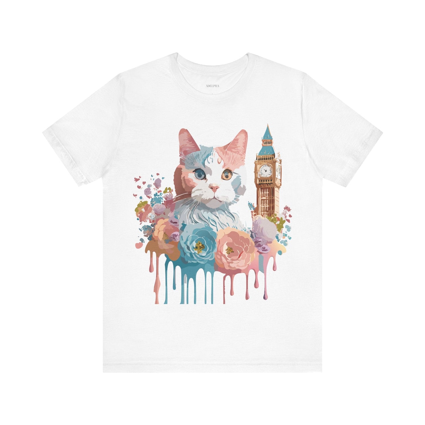 Unisex Cat Graphic Tee With Short Sleeve Vintage Inspired Art Adelpha