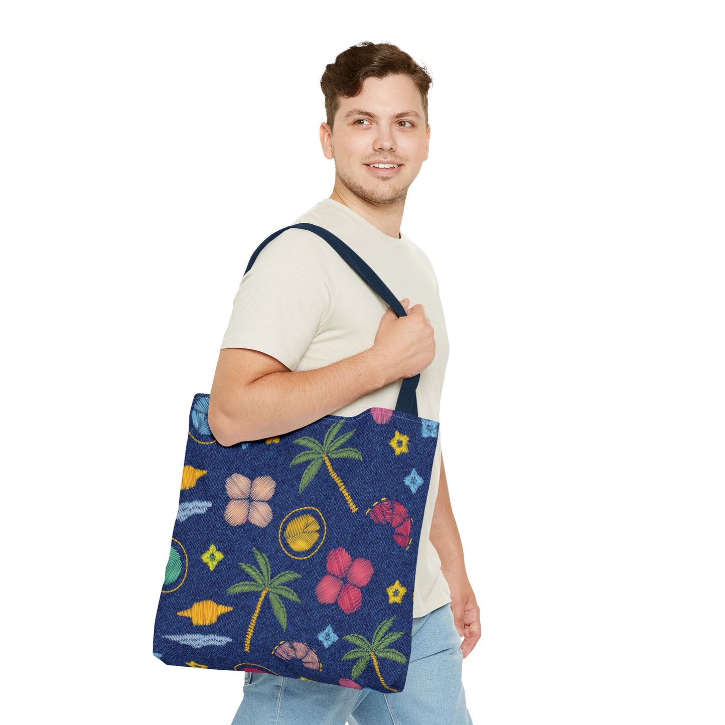 Denim Fabric Imitation Print Unisex Canvas Bag Poly Spun 3 Sizes Tote Bag 182-7