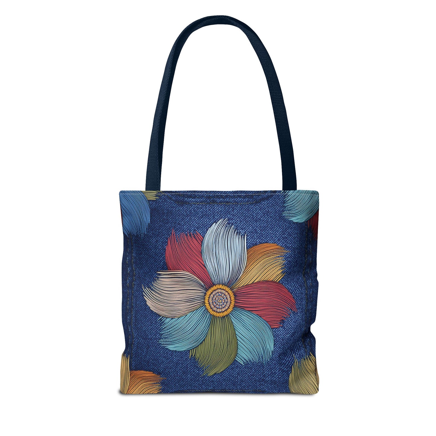 Denim Fabric Imitation Print Unisex Canvas Bag Poly Spun 3 Sizes Tote Bag 159-17