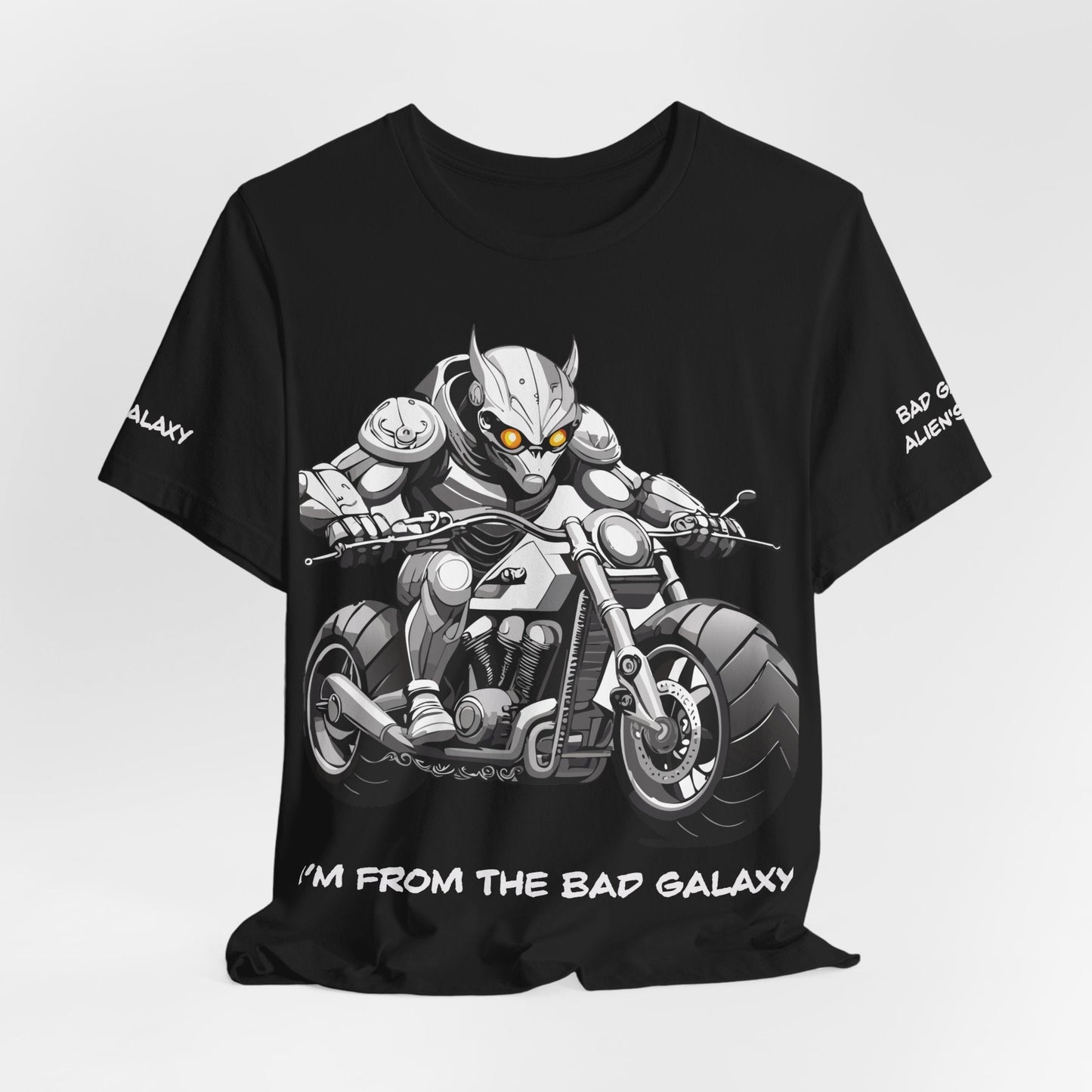 Tee Shirt With Alien From Bad Galaxy 100 Percent Cotton Lightweight Made In USA Eco Friendly Inks