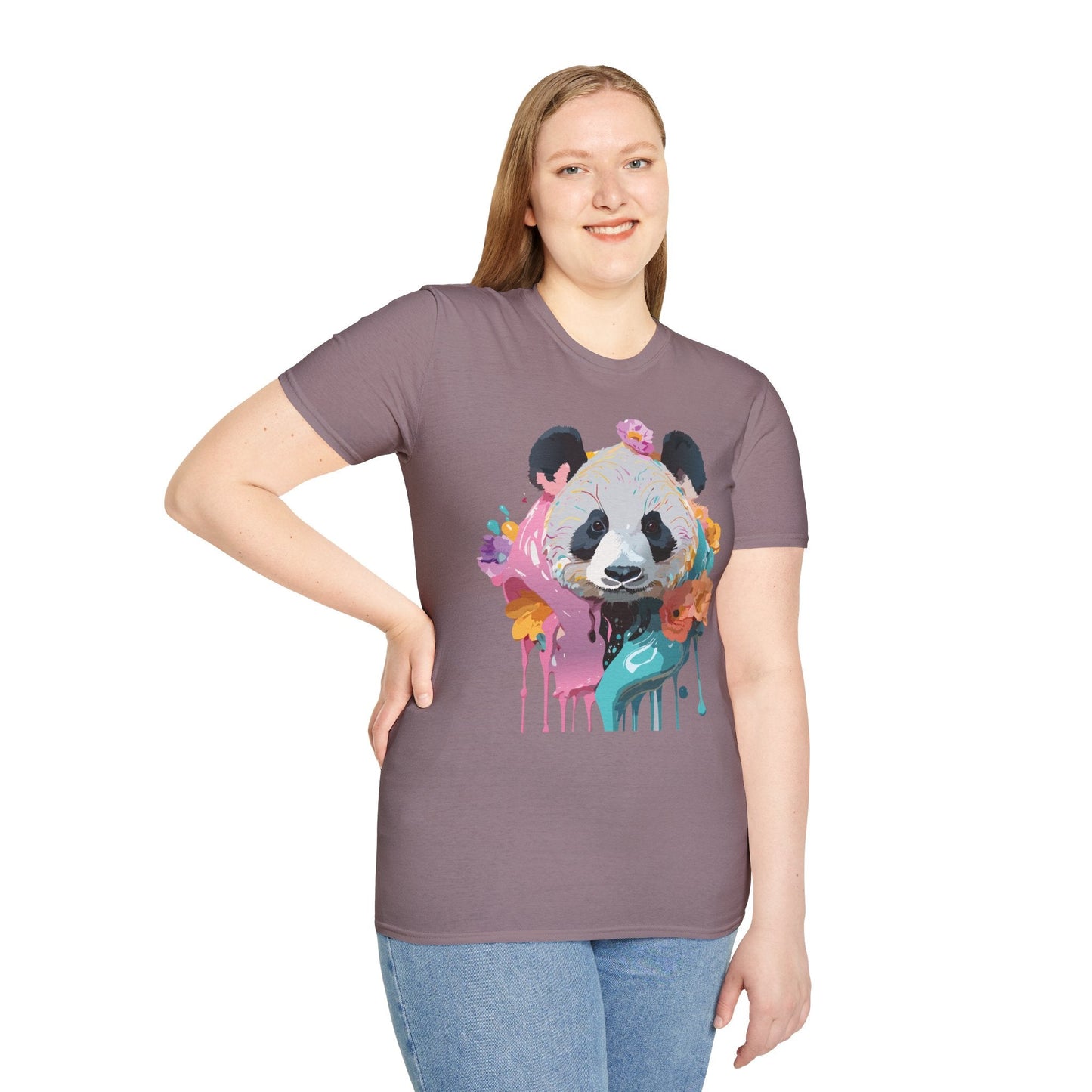Gildan Softstyle Panda Shirt Unisex T Shirt With Panda Animal Design 100 Percent Cotton Tee