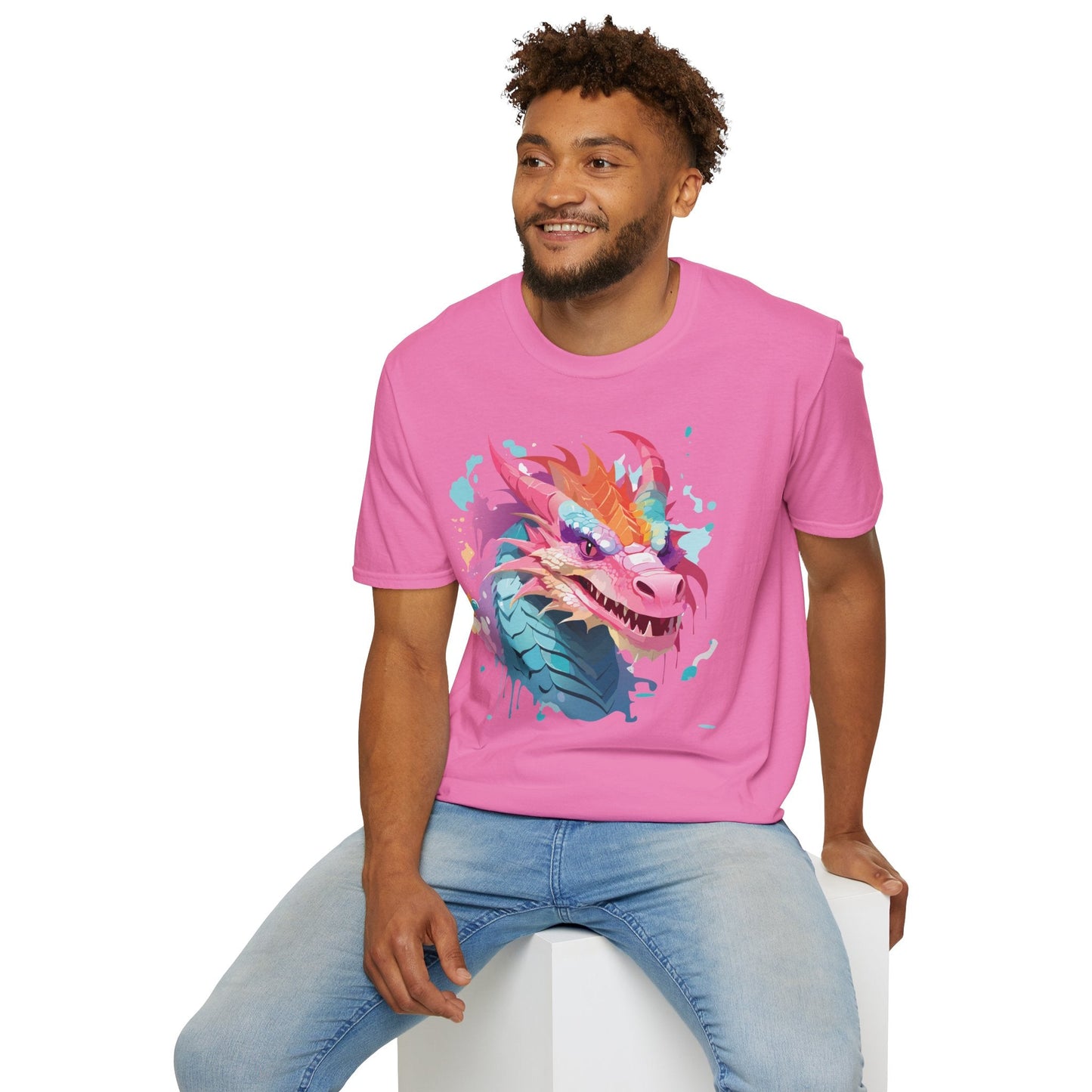 Dragon Graphic Unisex Cotton Softstyle Art Design Tee With Animals 22