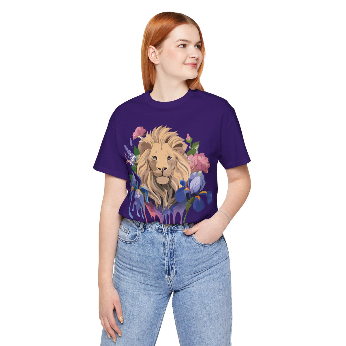 Lion Graphic Unisex Cotton Bella+Canvas Tee with Art Animal Design e318