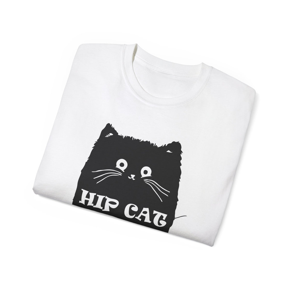 Hip Cat Graphic Tee | Cute Black Cat Illustration, Retro Typography