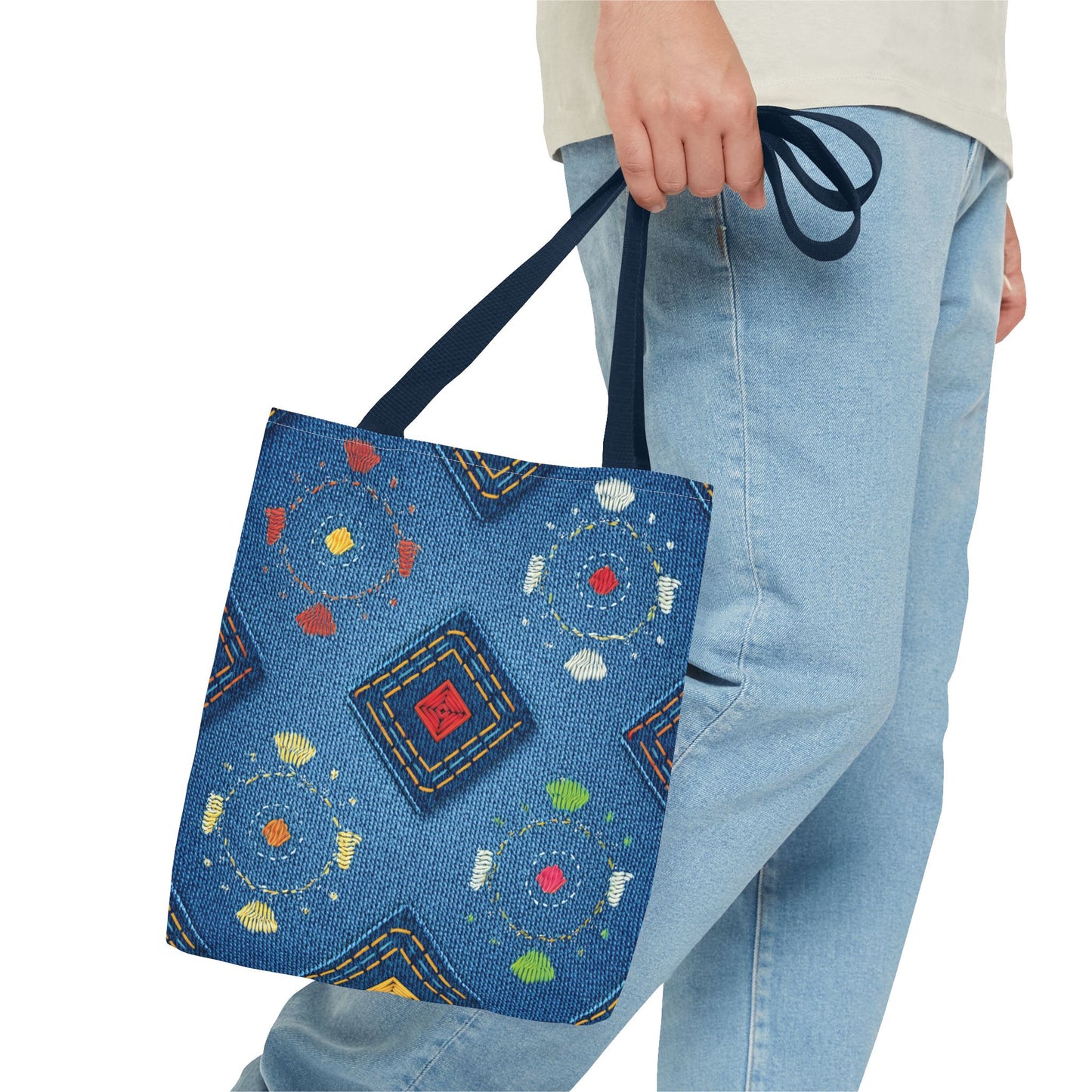 Diwali Graphic Denim Fabric Imitation Print Unisex Canvas Bag Poly Spun 3 Sizes Tote Bag 205-24