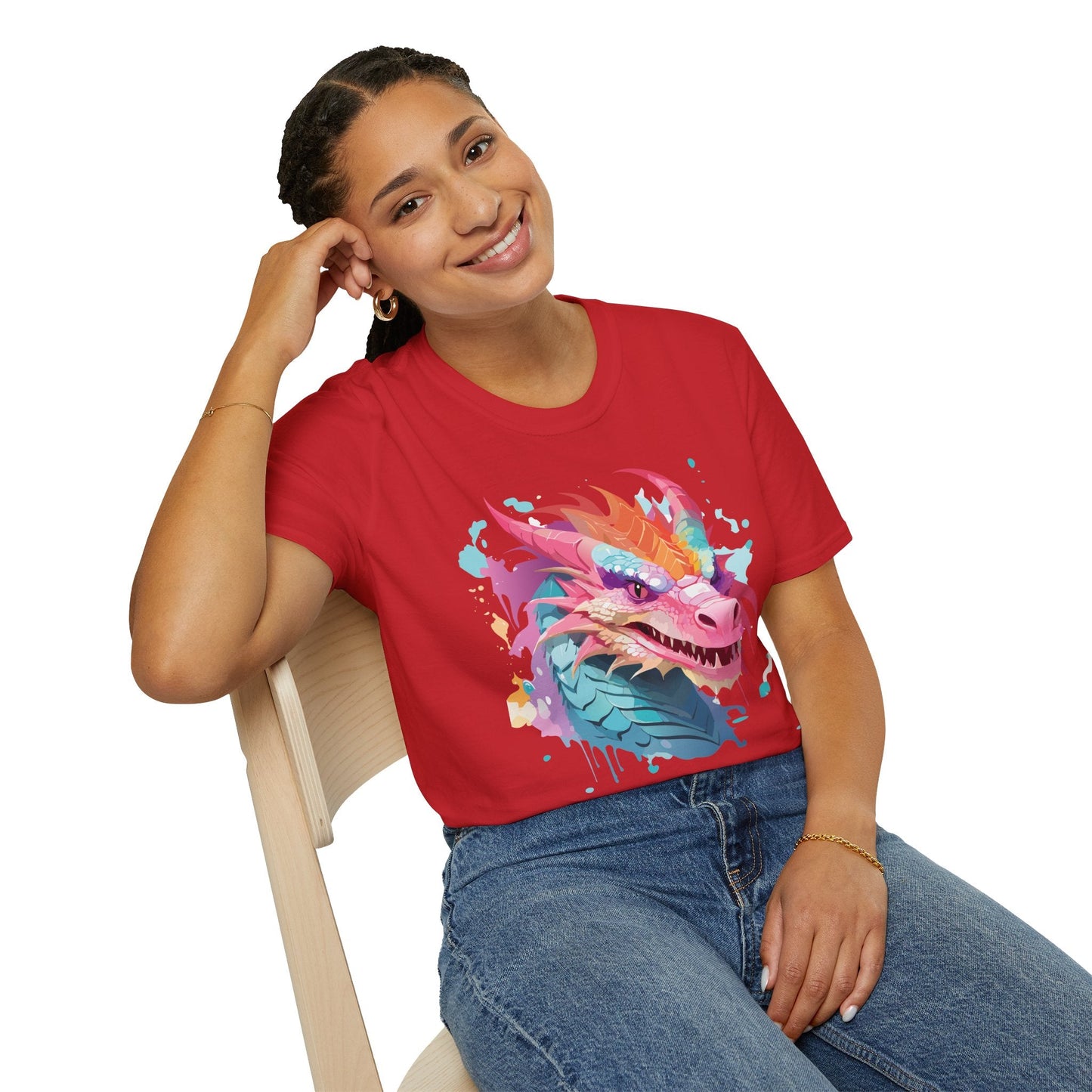 Dragon Graphic Unisex Cotton Softstyle Art Design Tee With Animals 22