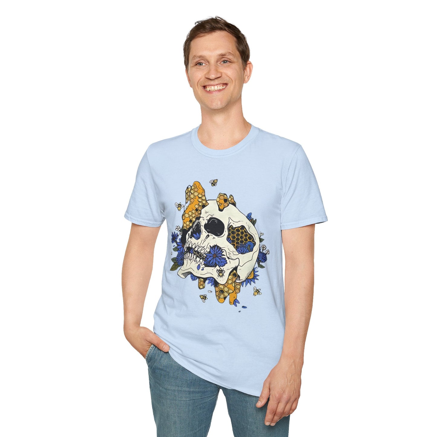 Skull Tee Shirt Unisex Skeleton Design Gildan Softstyle 64000 100 Percent Ring Spun Cotton Tee