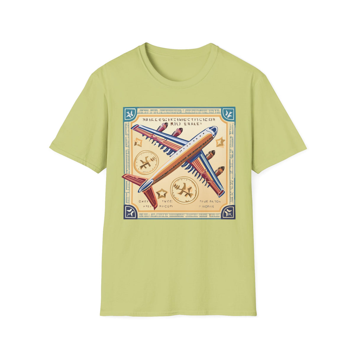 Aviator Vintage Plane T-Shirt — Retro Travel Aircraft Design Travel Post Graphic Design Unisex 100 Cotton Gildan T-Shirt