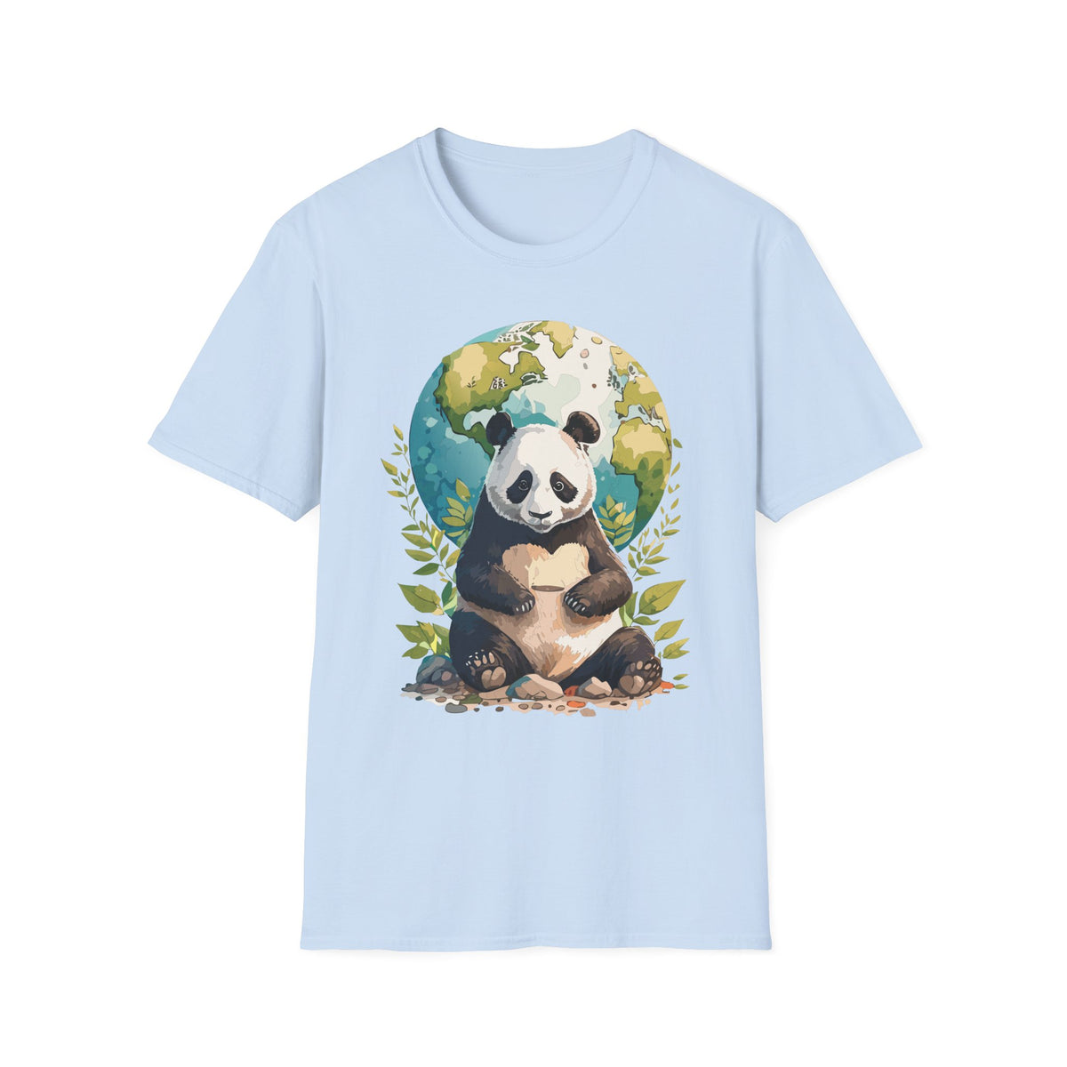 Panda Earth Illustration T-Shirt | Cute Panda Globe Tee