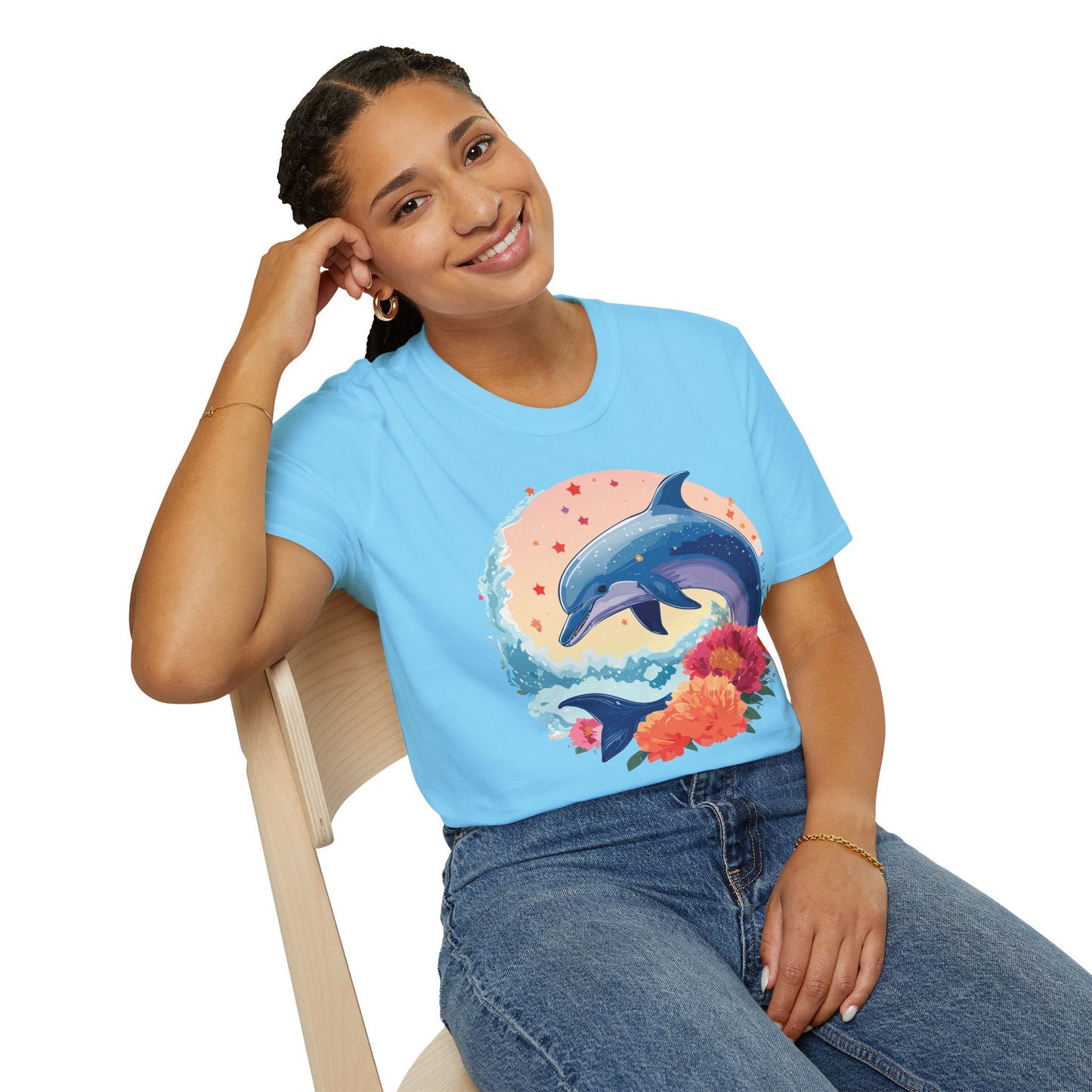 Dolphin Shirts Unisex Tee 100 Percent Ring Spun Cotton Gildan Softstyle 64000 For Everyday Comfort