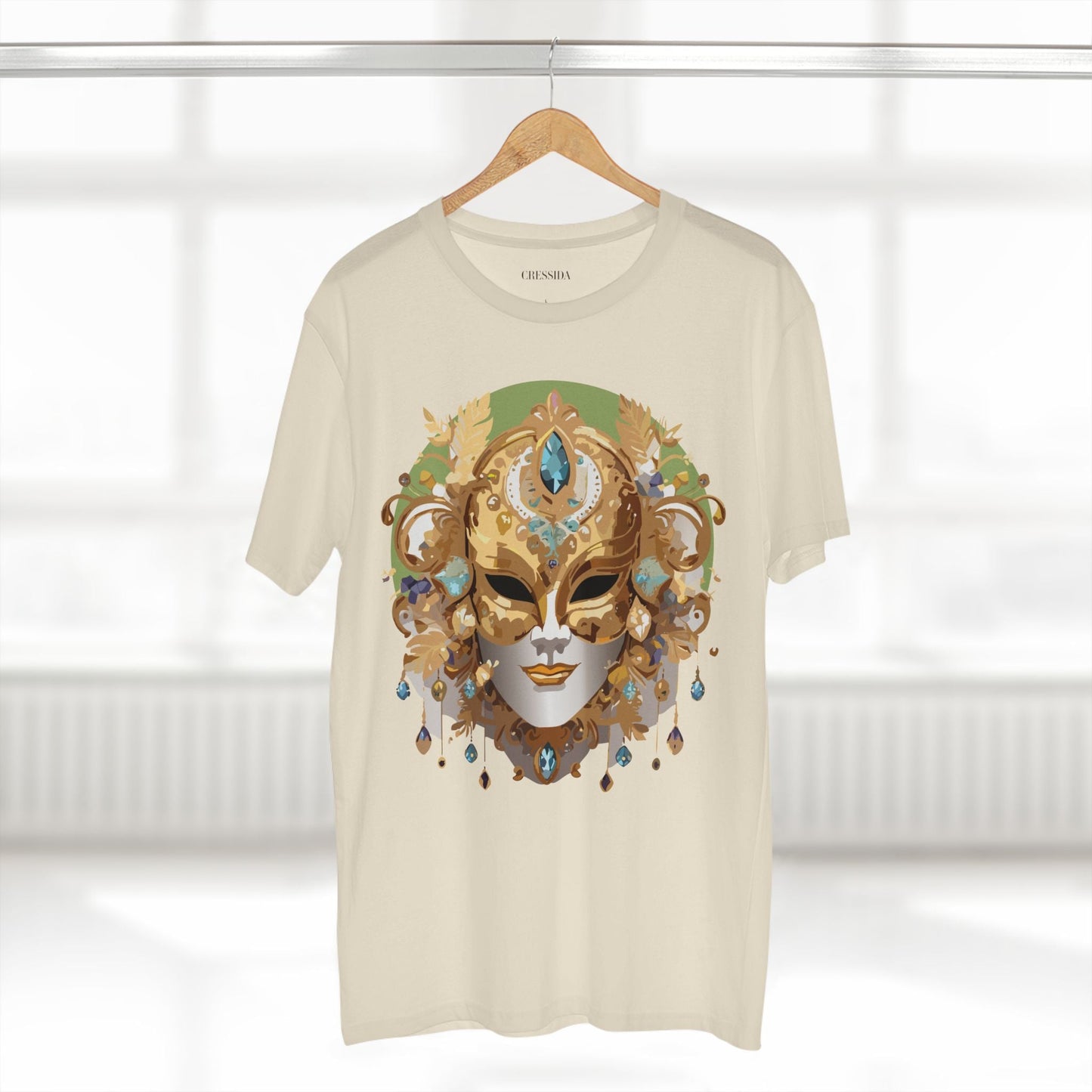 Carnival Mask Graphic T-Shirt Unisex 100 Cotton With Antique Gold Art Design Tee 11