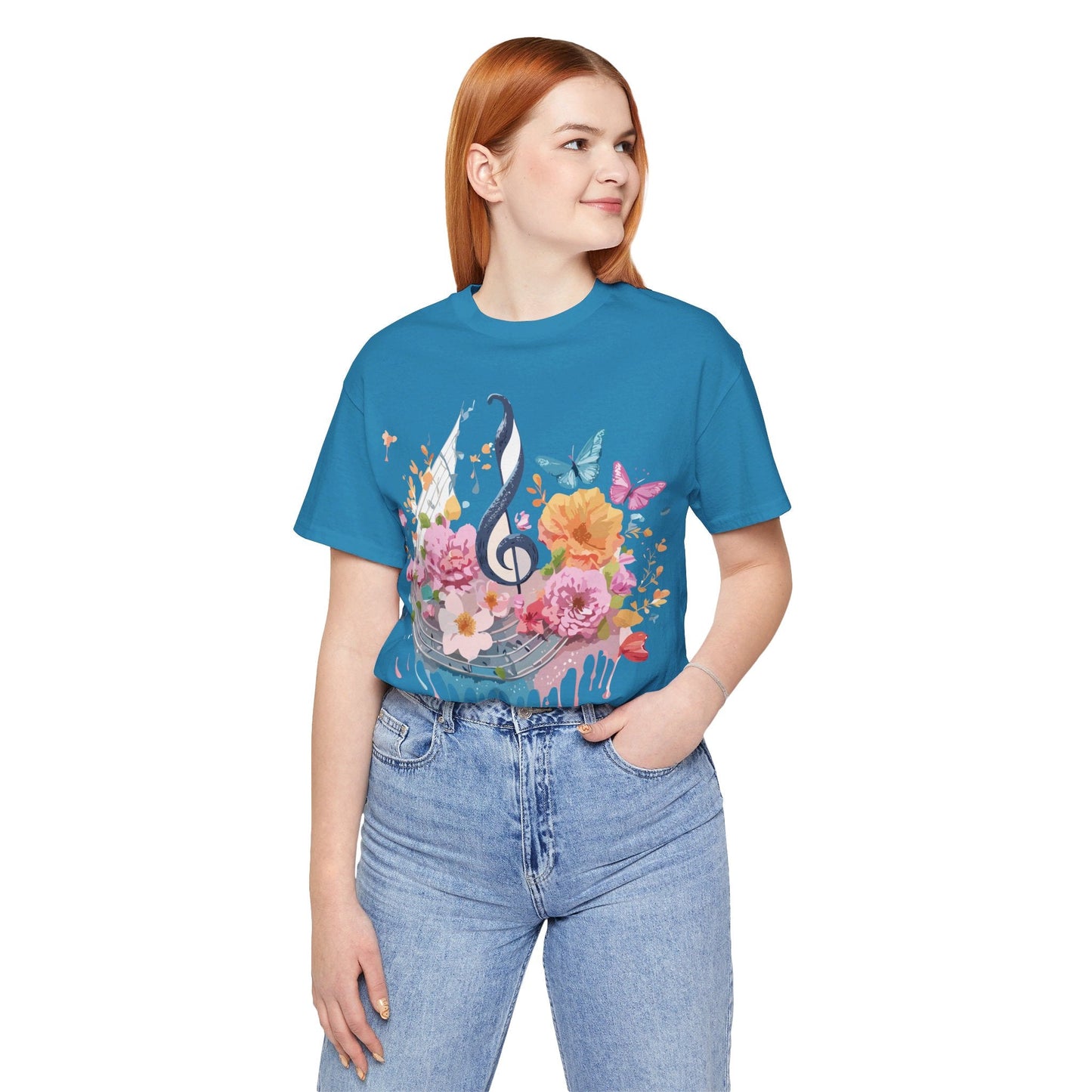 Music Graphic Unisex 100 Cotton Vintage Art with Musical Elements Tee 125
