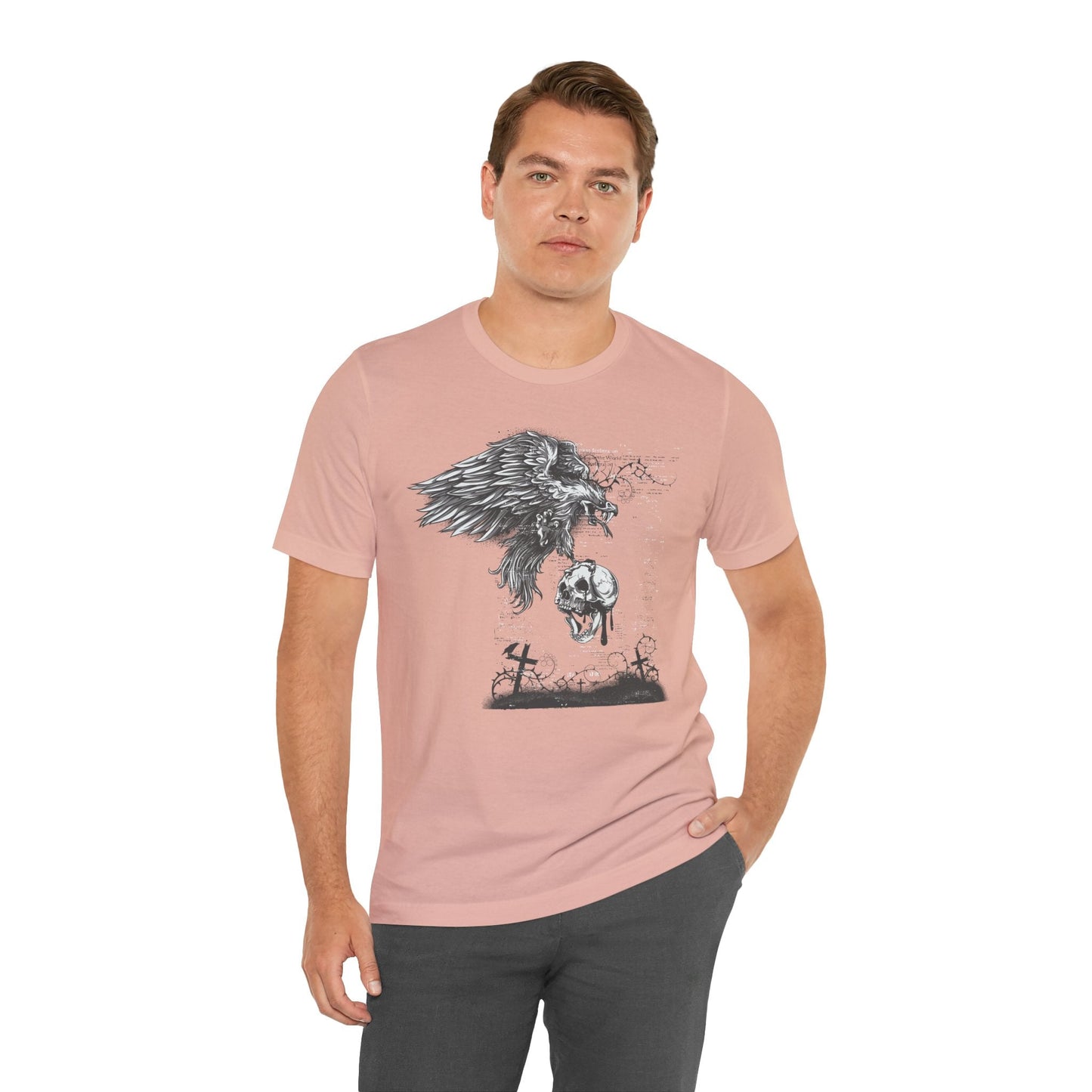 Raven and Skull Illustration Graphic Unisex Cotton T-Shirt r19