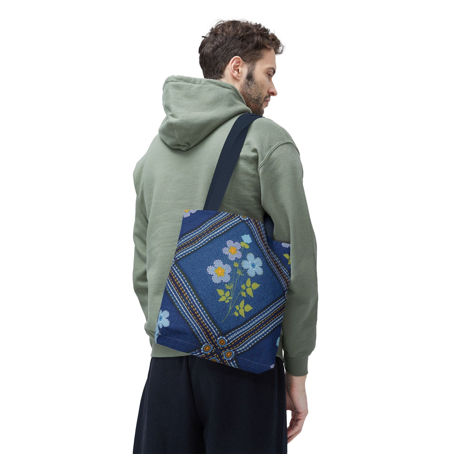 Denim Fabric Imitation Print Unisex Canvas Bag Poly Spun 3 Sizes Tote Bag 126