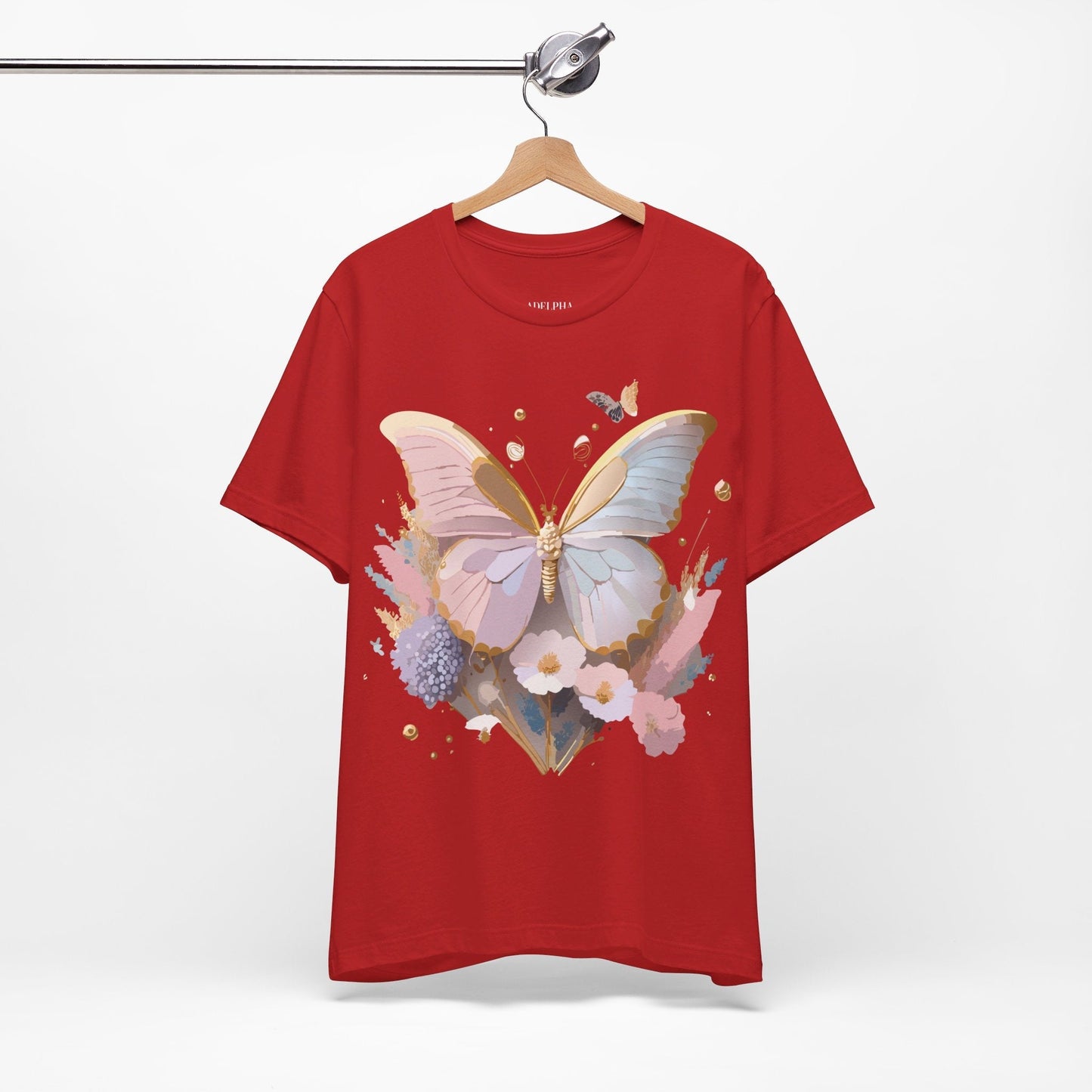 Butterfly Graphic Unisex 100 Cotton Lightweight Vintage Floral Design Jersey Tee 12