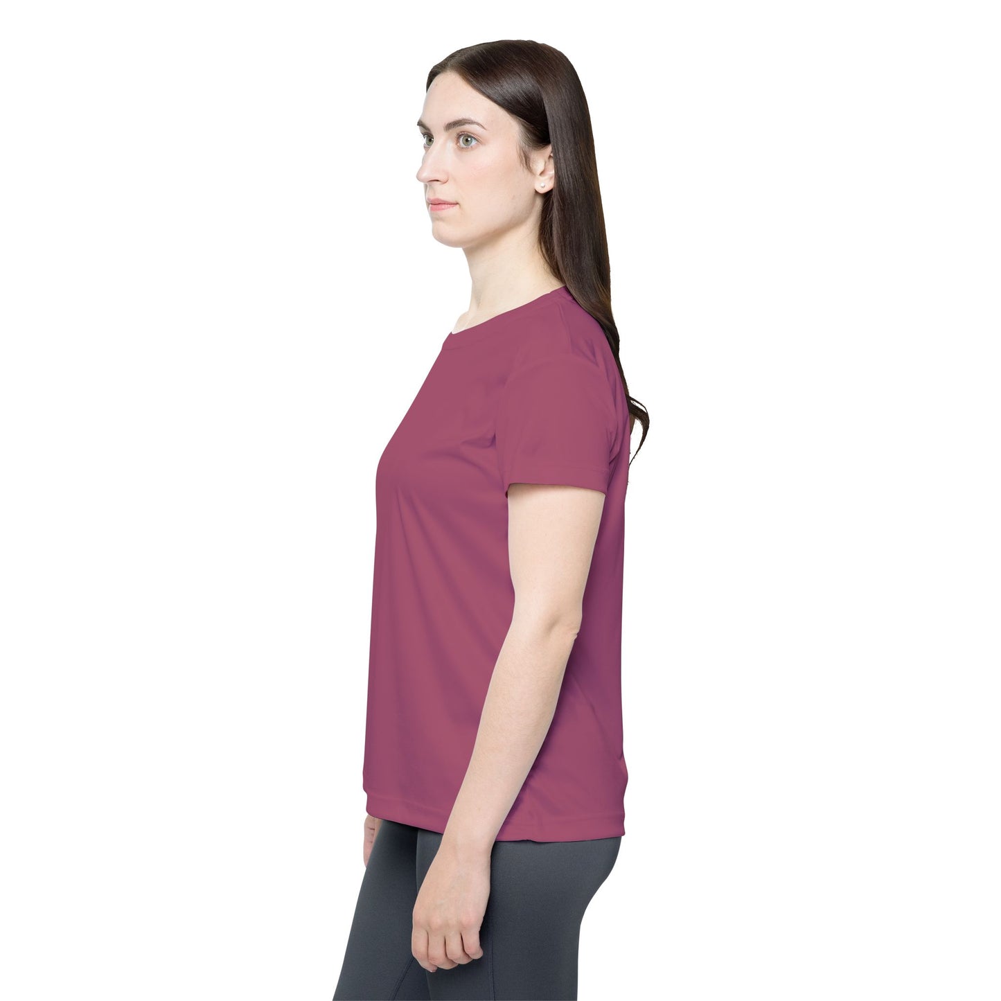 Rosewood Women's Sports Jersey Short Sleeves 100% Poly Solid Rose Mauve Color Print Athletic Tee