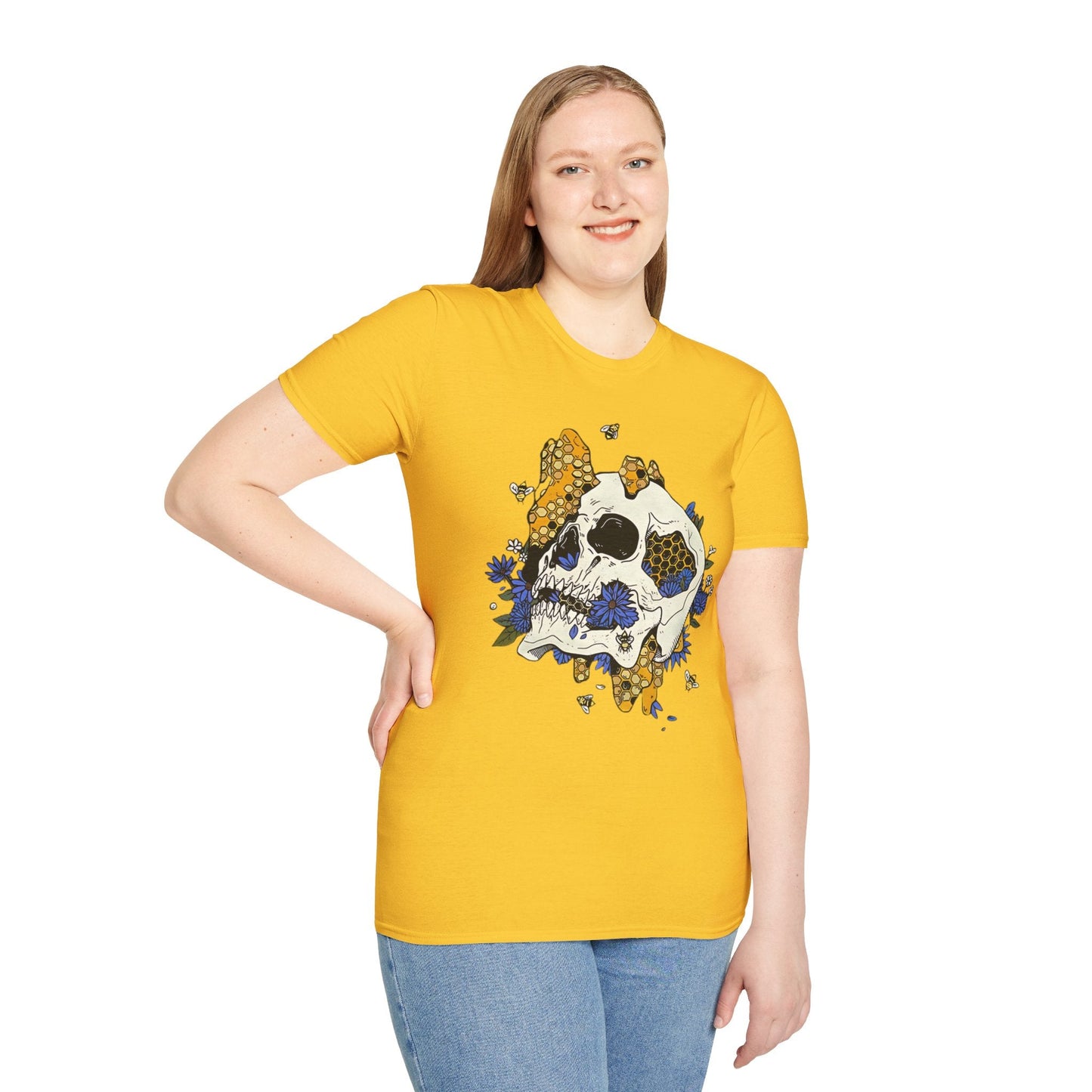 Skull Tee Shirt Unisex Skeleton Design Gildan Softstyle 64000 100 Percent Ring Spun Cotton Tee