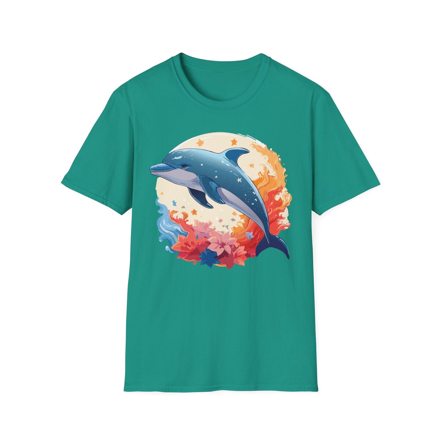 Dolphin T Shirt Unisex Softstyle Gildan 64000 100 Percent Ring Spun Cotton Animal Fish Tee