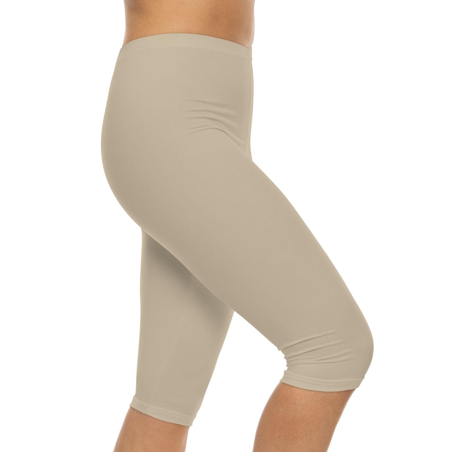 Pale Oak Color Women's Brushed Suede Poly Span Casual Capri Leggings XS-2XL