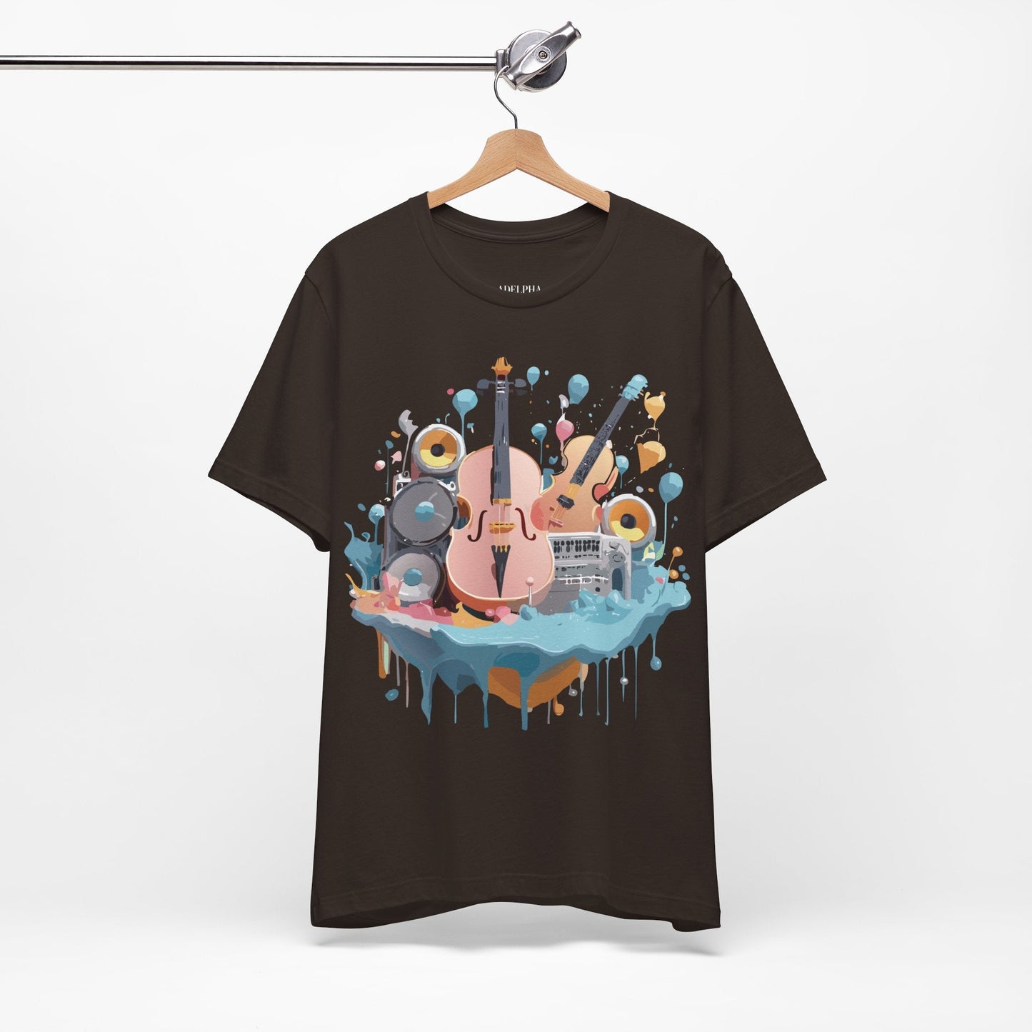 Music Graphic Unisex 100 Cotton Vintage Art with Musical Elements Tee 90